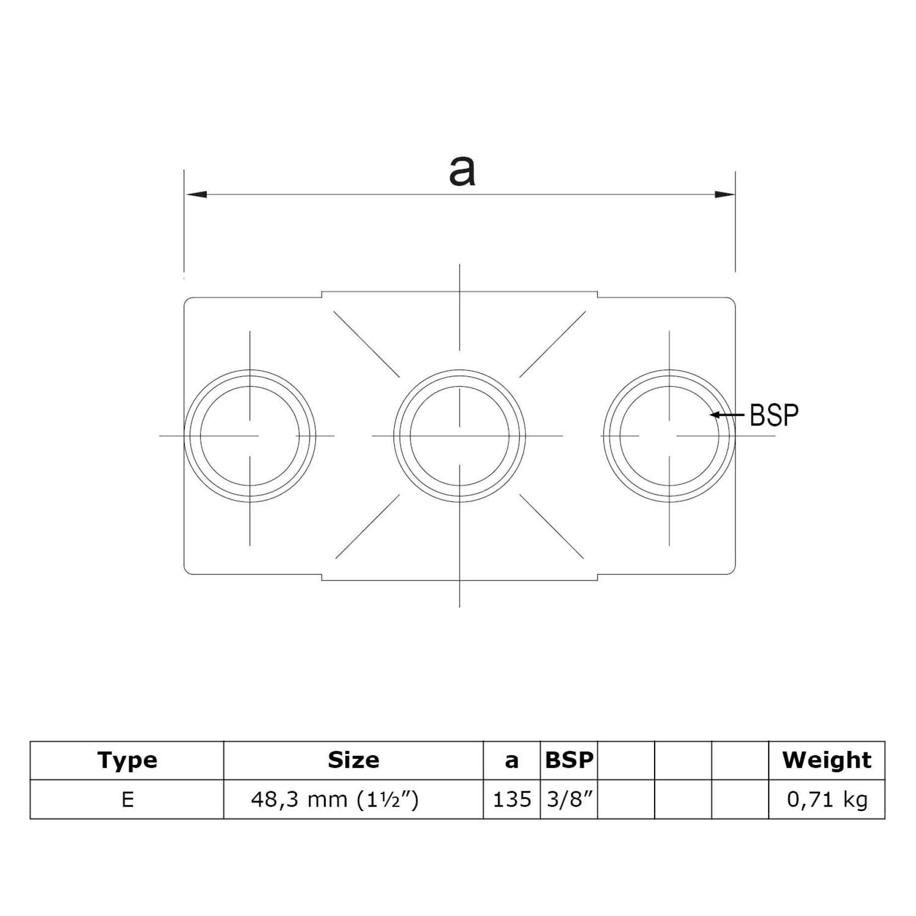 Typ_22 Rohrverbinder Kreuzstück durchgehend 90° Ø 48,3 mm