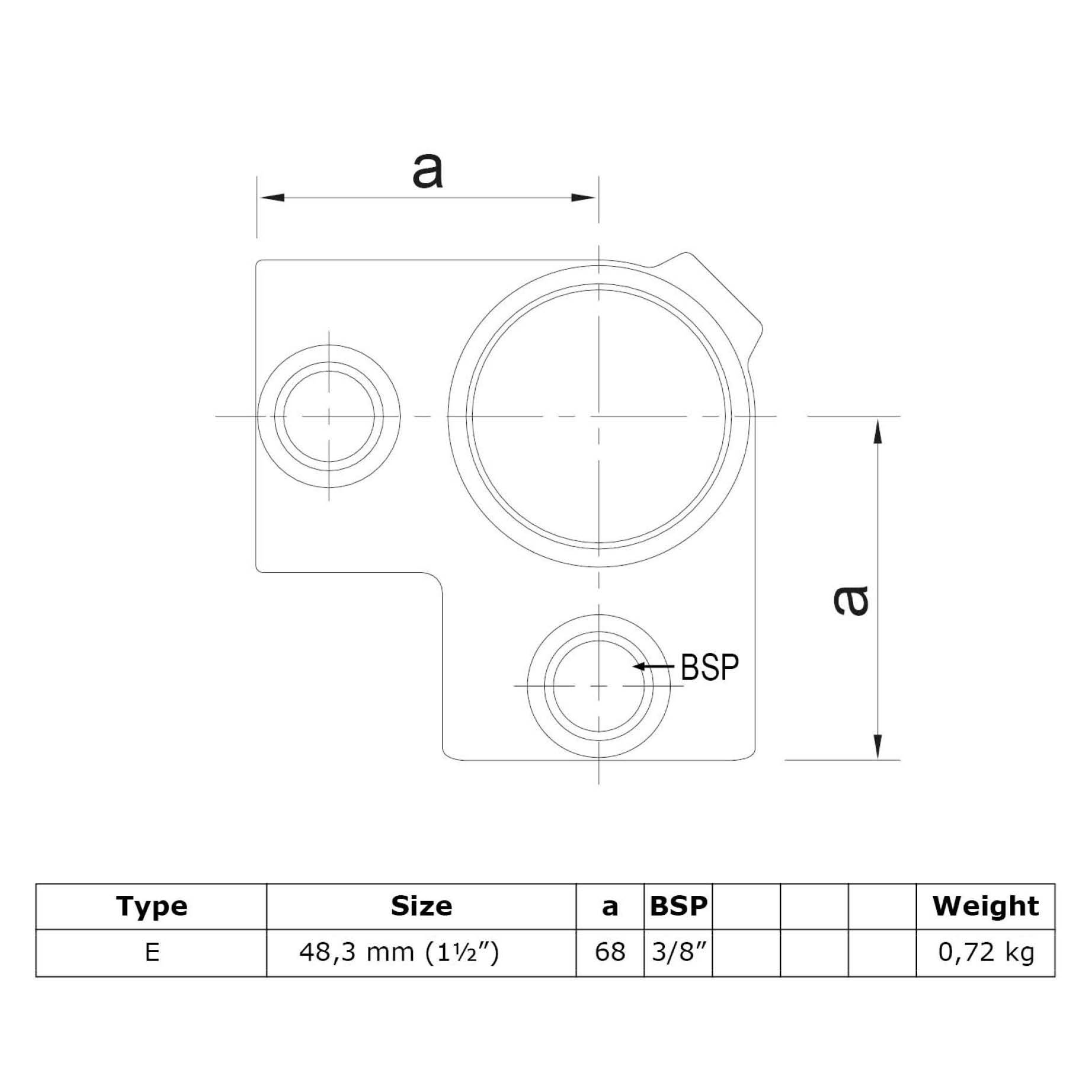 Typ_20 Rohrverbinder Dreiweg-Eckstück 90° Ø 48,3 mm