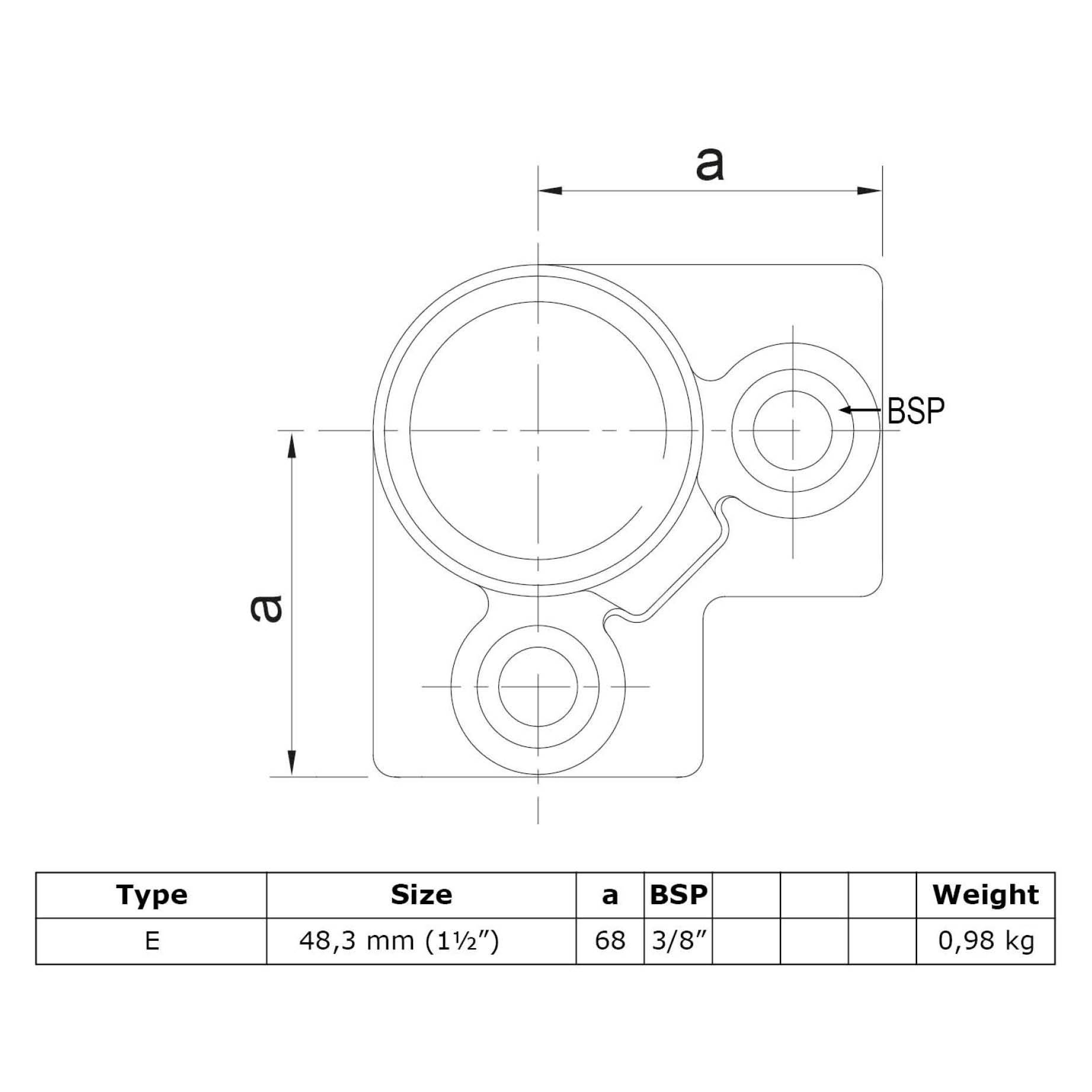 Typ_18 Rohrverbinder Dreiweg-Endstück 90° Ø 48,3 mm