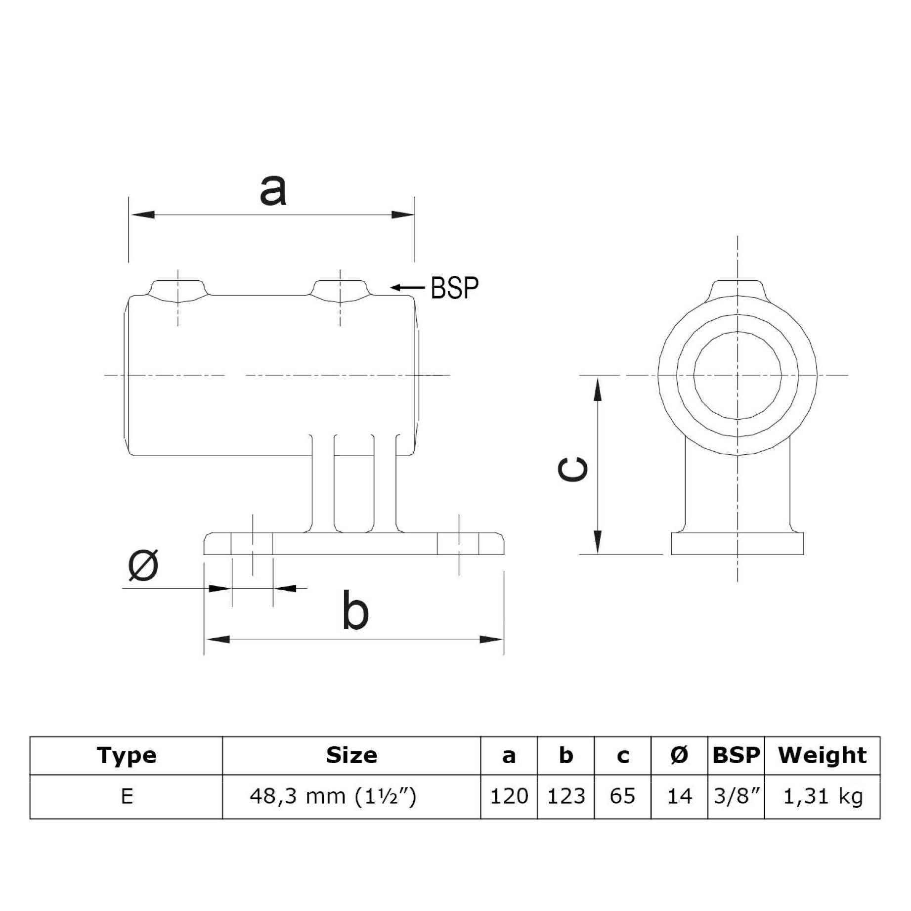 Typ_14 Rohrverbinder Wandhalter vertikal Ø 48,3 mm