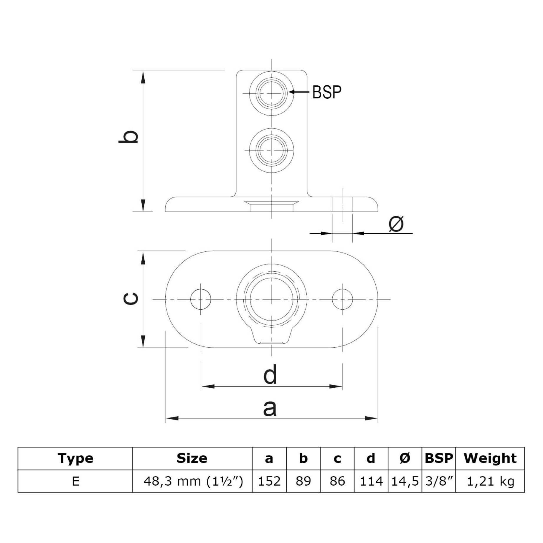 Typ_12 Fußplatte oval Ø 48,3 mm