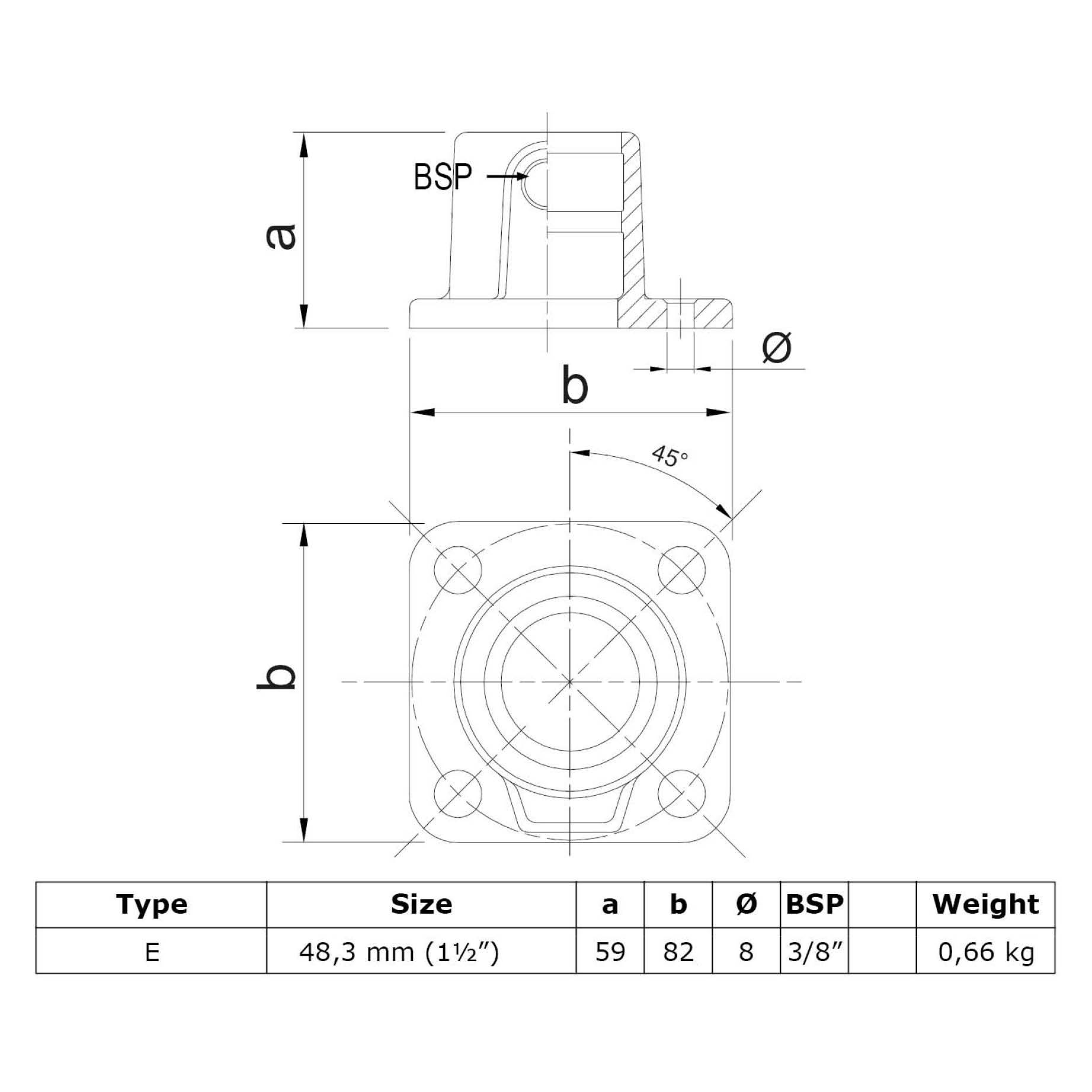 Typ_11 Fußplatte quadratisch Ø 48,3 mm