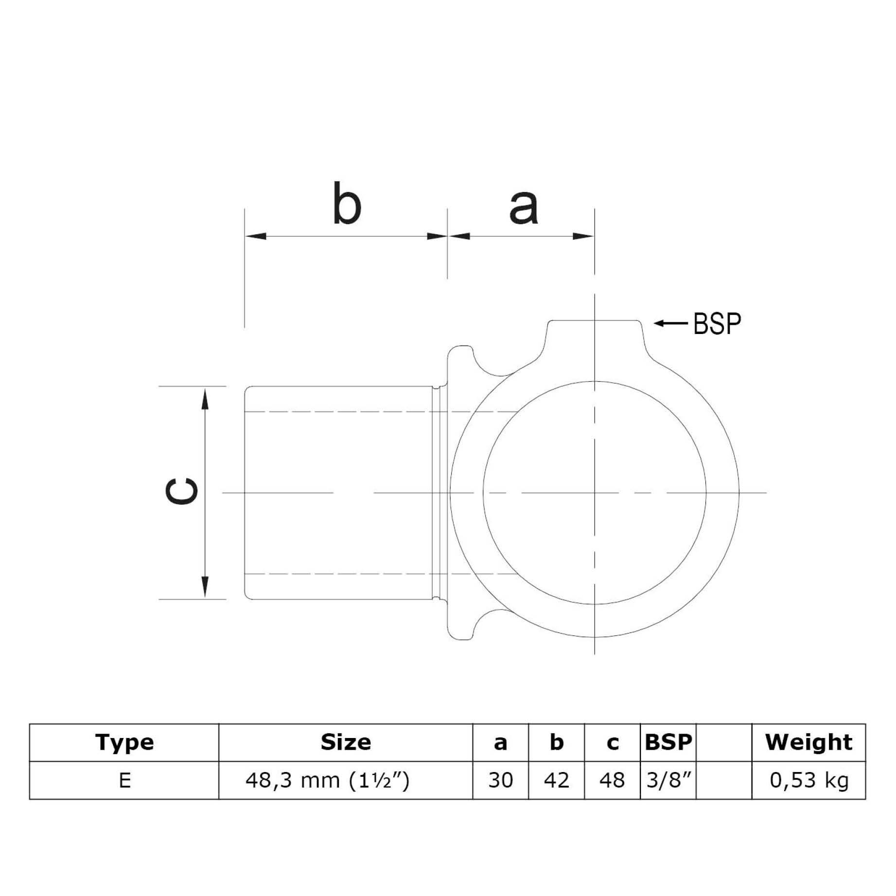Typ_5 Rohrverbinder T-Stück-Adapter drehbar Ø 48,3 mm