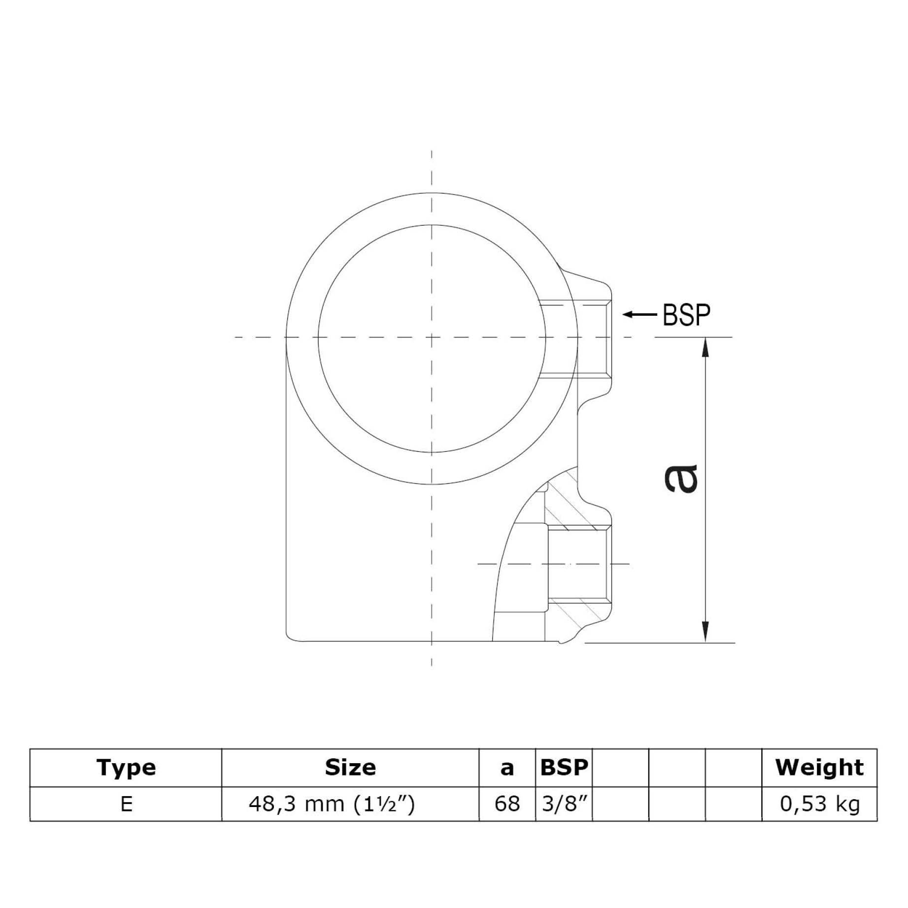 Typ_2 Rohrverbinder T-Stück kurz Ø 48,3 mm
