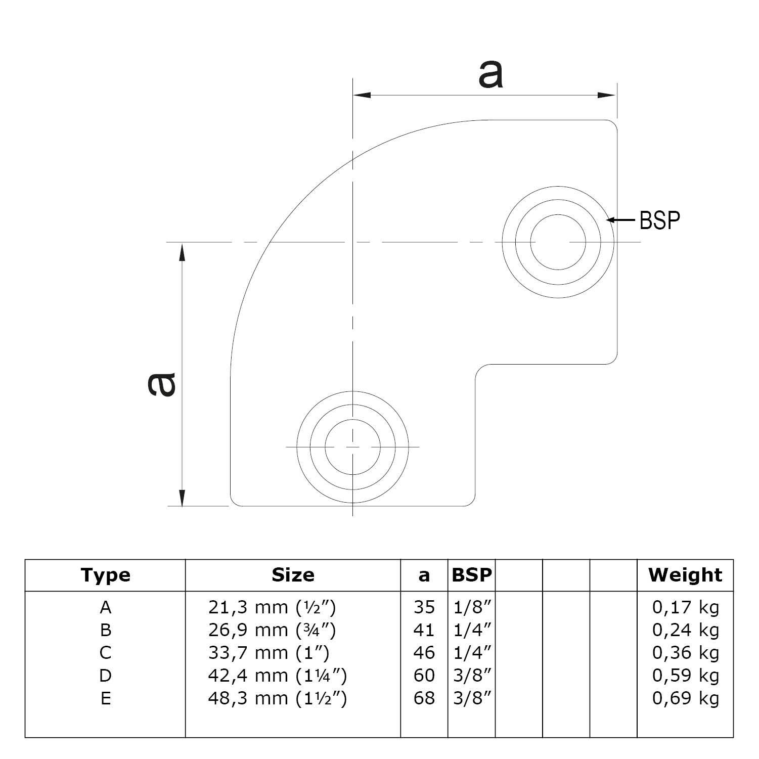 Typ_6 Rohrverbinder Bogen 90° Ø 48,3 mm (schwarz)