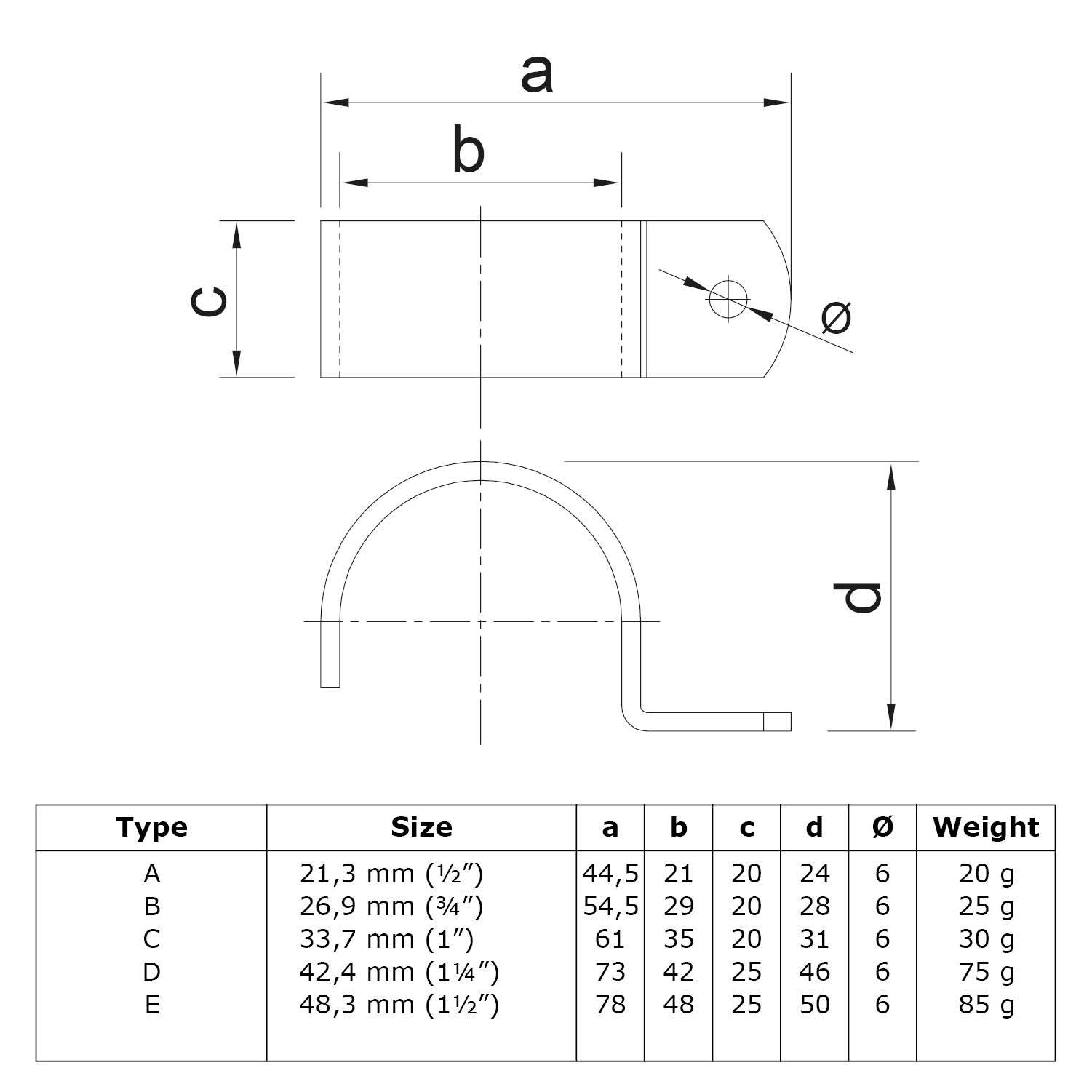 Typ_100 Rohr-Wand-Schelle Ø 48,3 mm (schwarz)