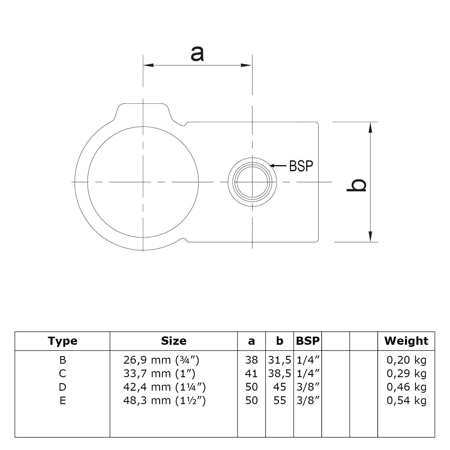 Typ_28 Rohrverbinder Kreuzstück vorgesetzt 90° Ø 48,3 mm (schwarz)