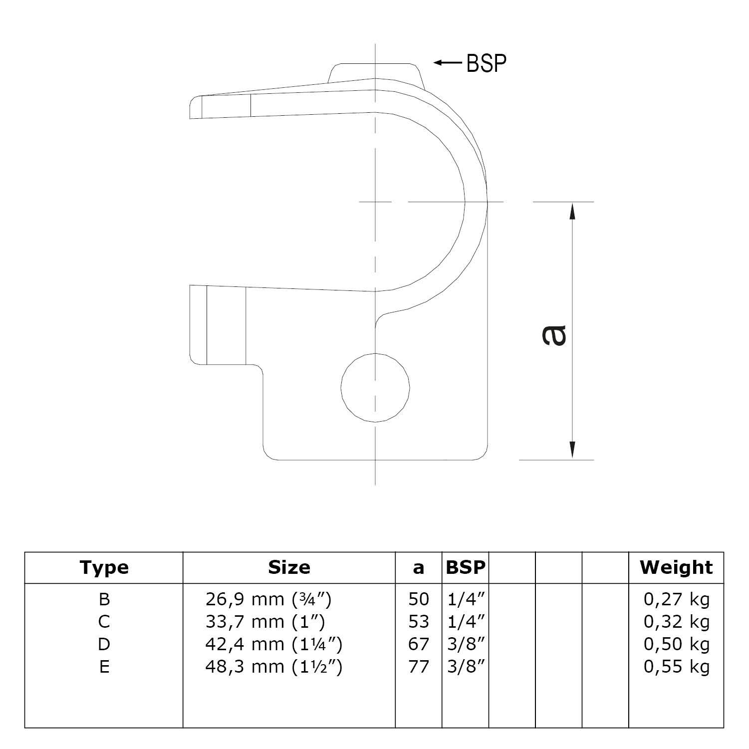 Typ_32 Rohrverbinder T-Stück offen Ø 48,3 mm (schwarz)