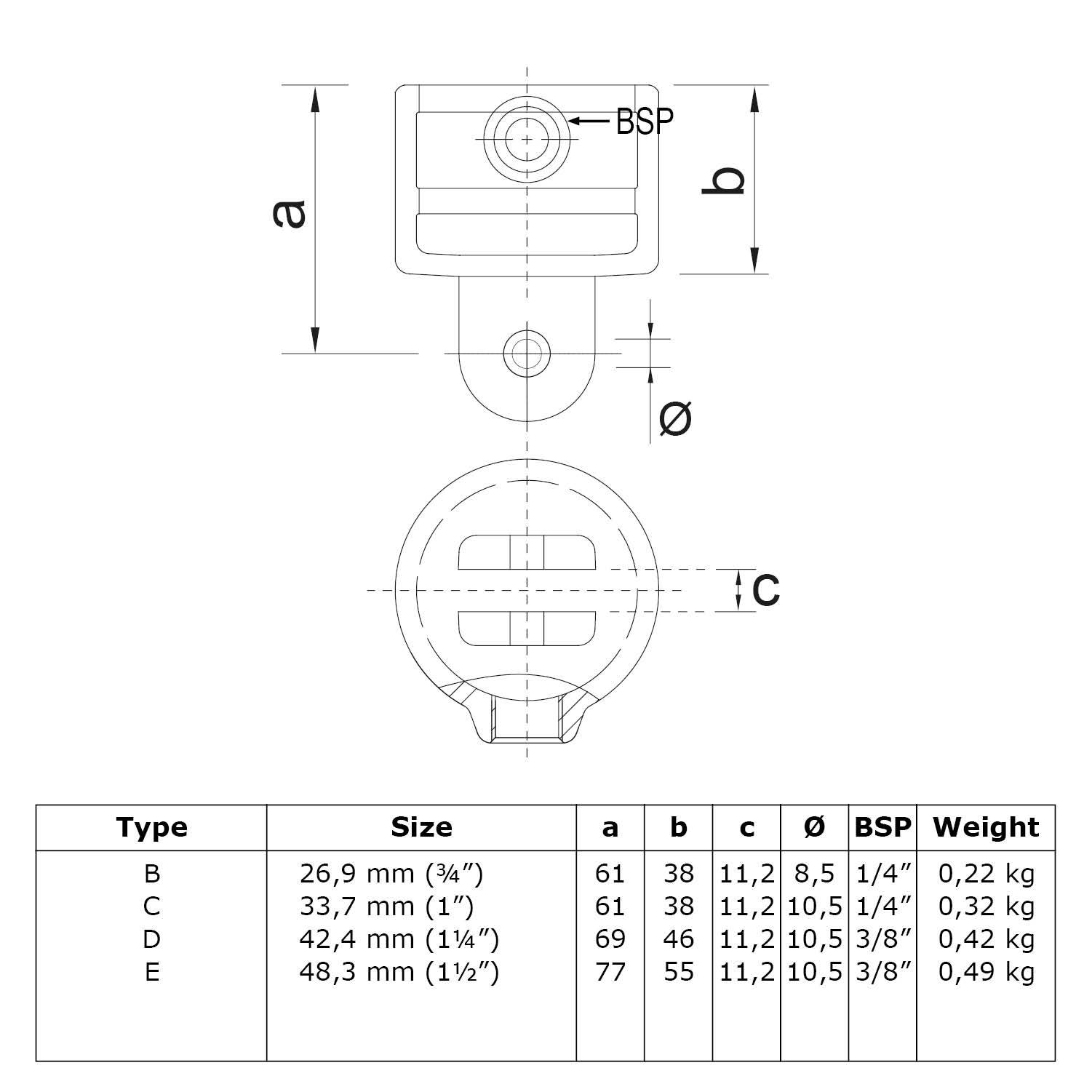 Typ_42 Rohrverbinder Gelenkhalter Ø 48,3 mm (schwarz)