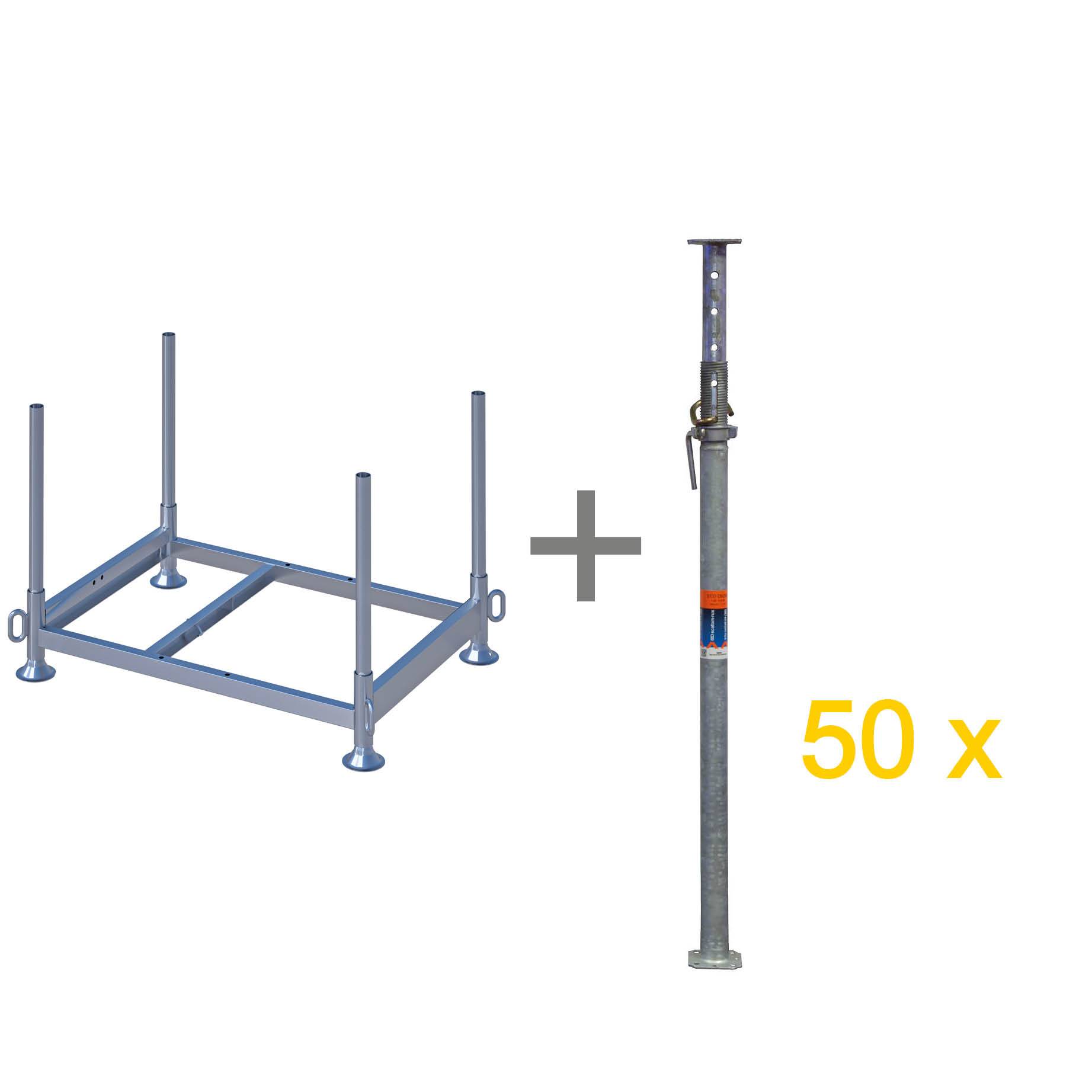 Scafom-rux 50 x Baustützen Eco Klasse B/D25, Schalungsstütze 1460 – 2500 mm