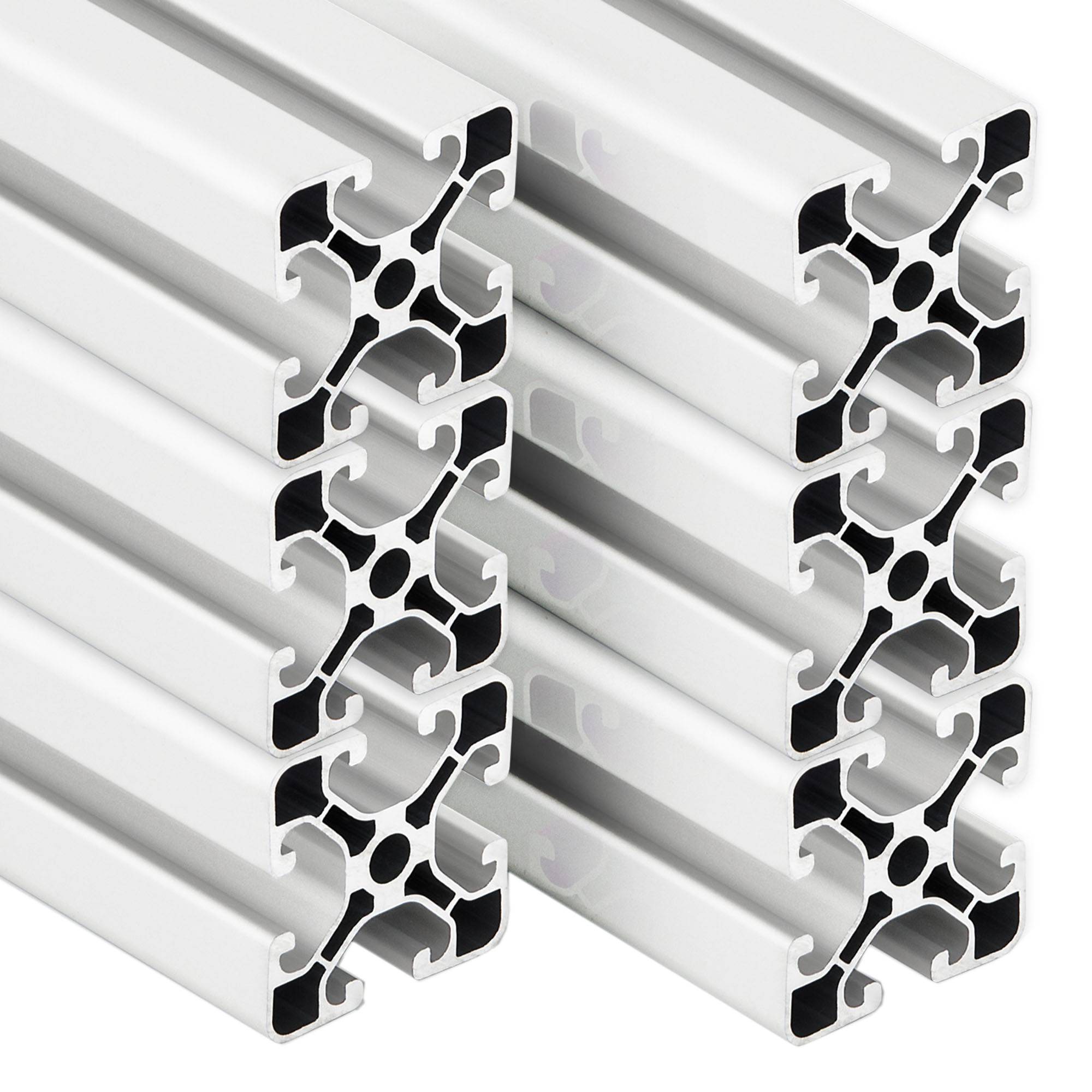SCHMIDT systemprofile 6 Stück 2000mm Aluminium Profil 40x40mm Nut 8 Strebenprofil Weiß 4040 Aluprofil Konstruktionsprofil 2m