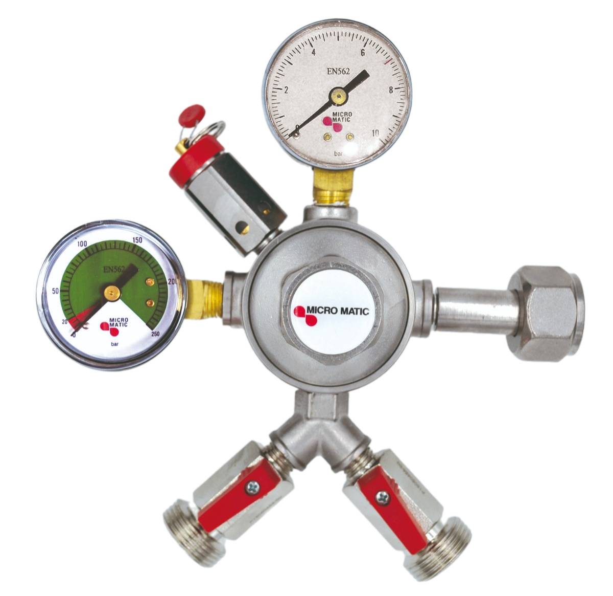 Druckminderer, Druckregler, Druckreduzierventil - CO2, Premium Micro Matic, 2-leitig