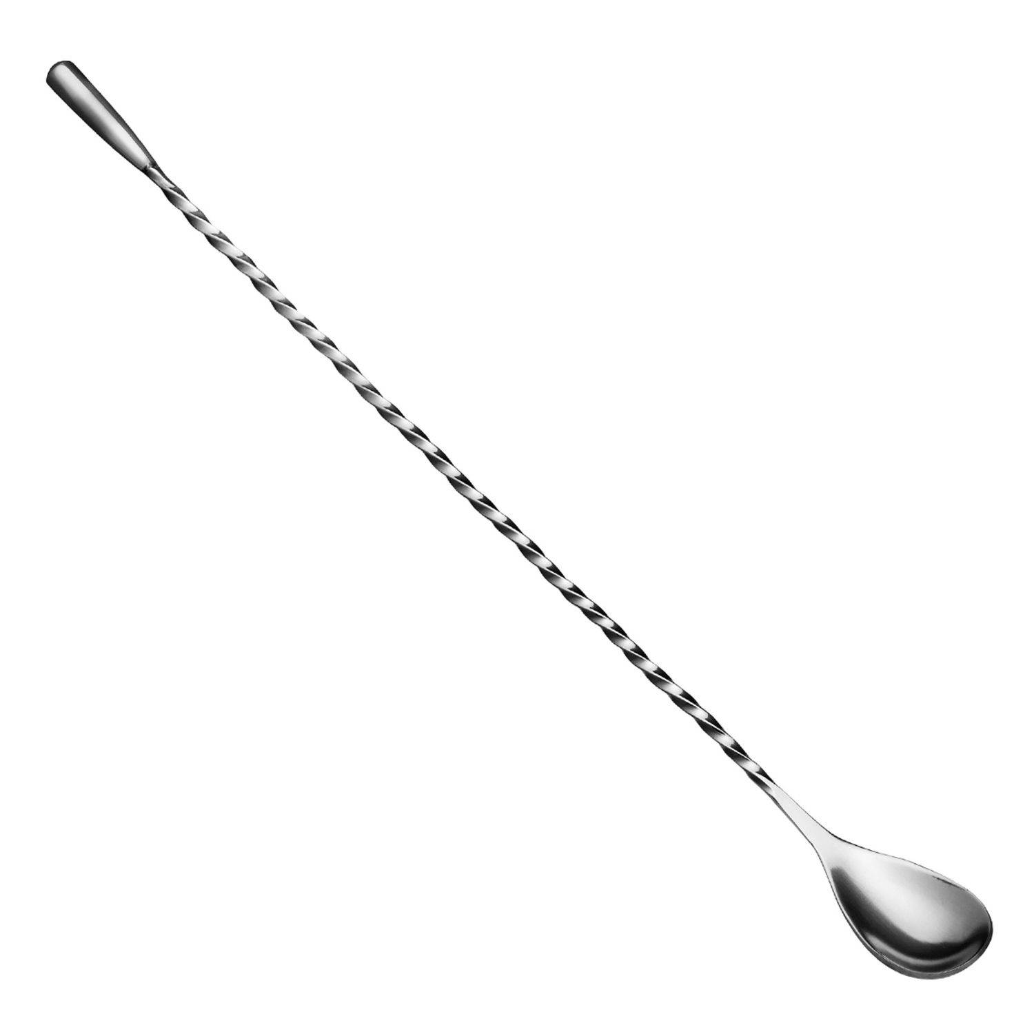 Barlöffel gedreht Teardrop mit Metallknauf 31cm - Edelstahl