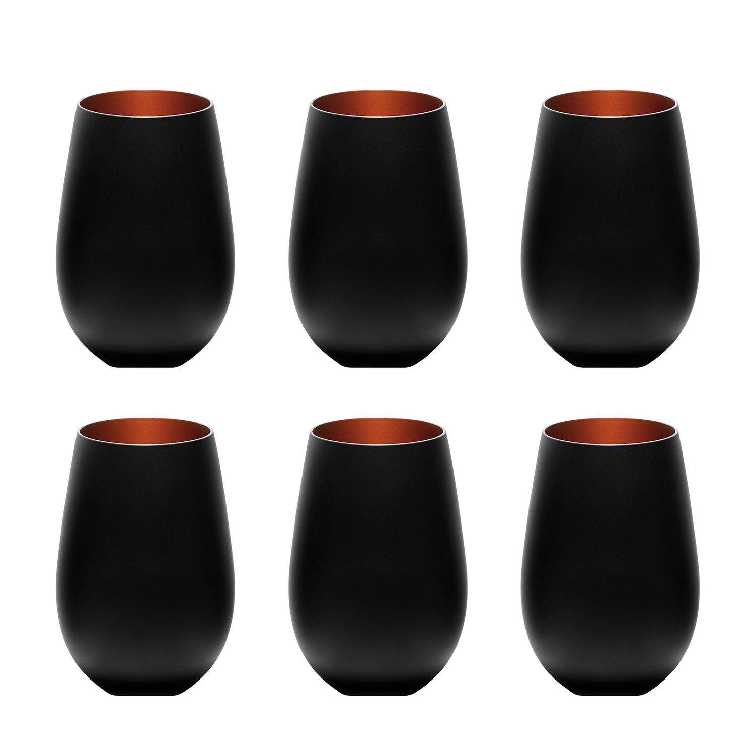 Farbige Trinkgläser ELEMENTS 6er-Set, zweifarbig Schwarz-Bronze, 456 ml