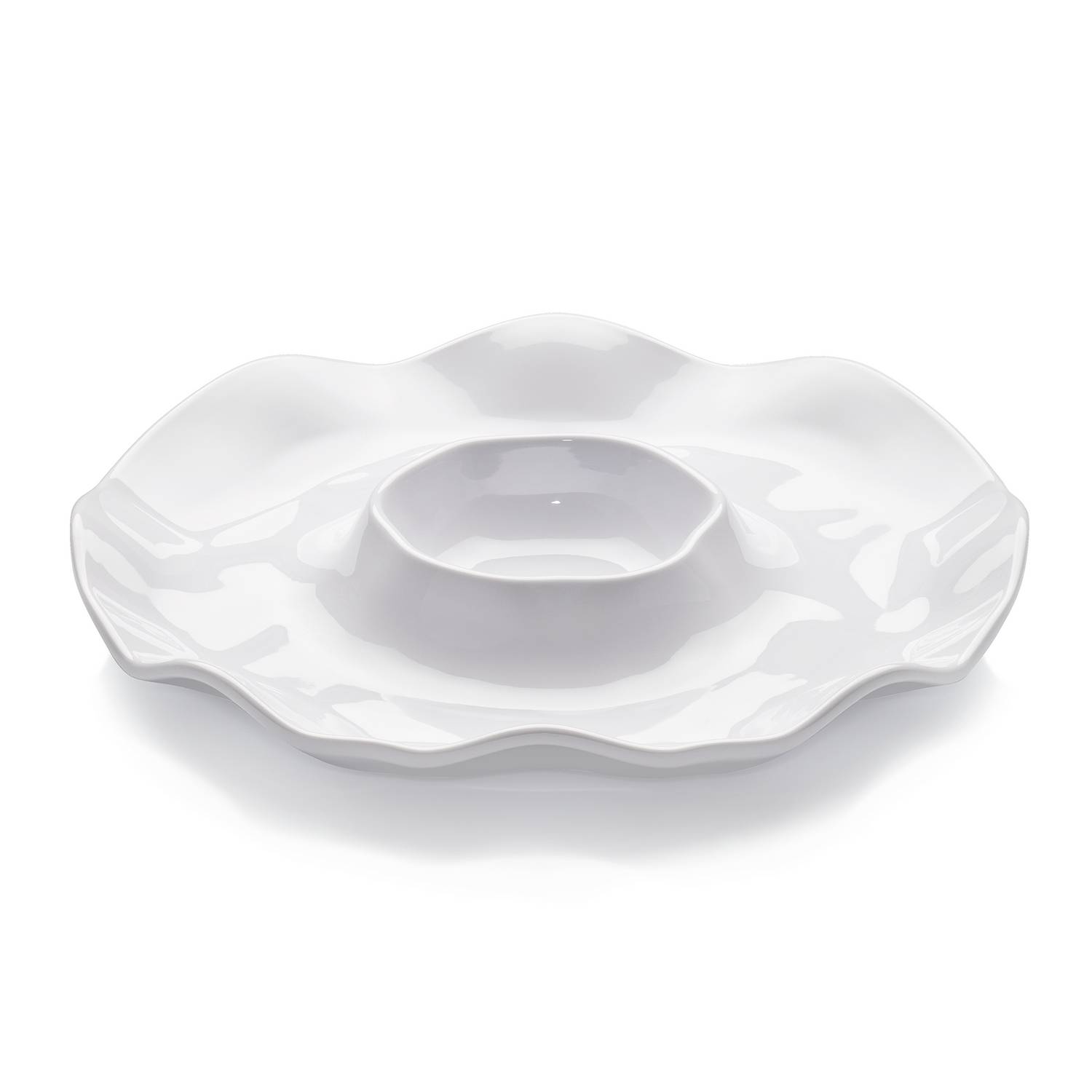 Ruffle Round Chip & Dip Platte 4er Set, 40,6 cm