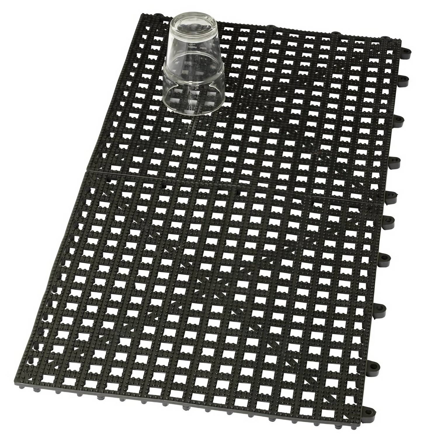 Gummi-Abtropfmatte schwere Ausführung - 31,5 x 31,5cm steckbar, schwarz - 2er Pack