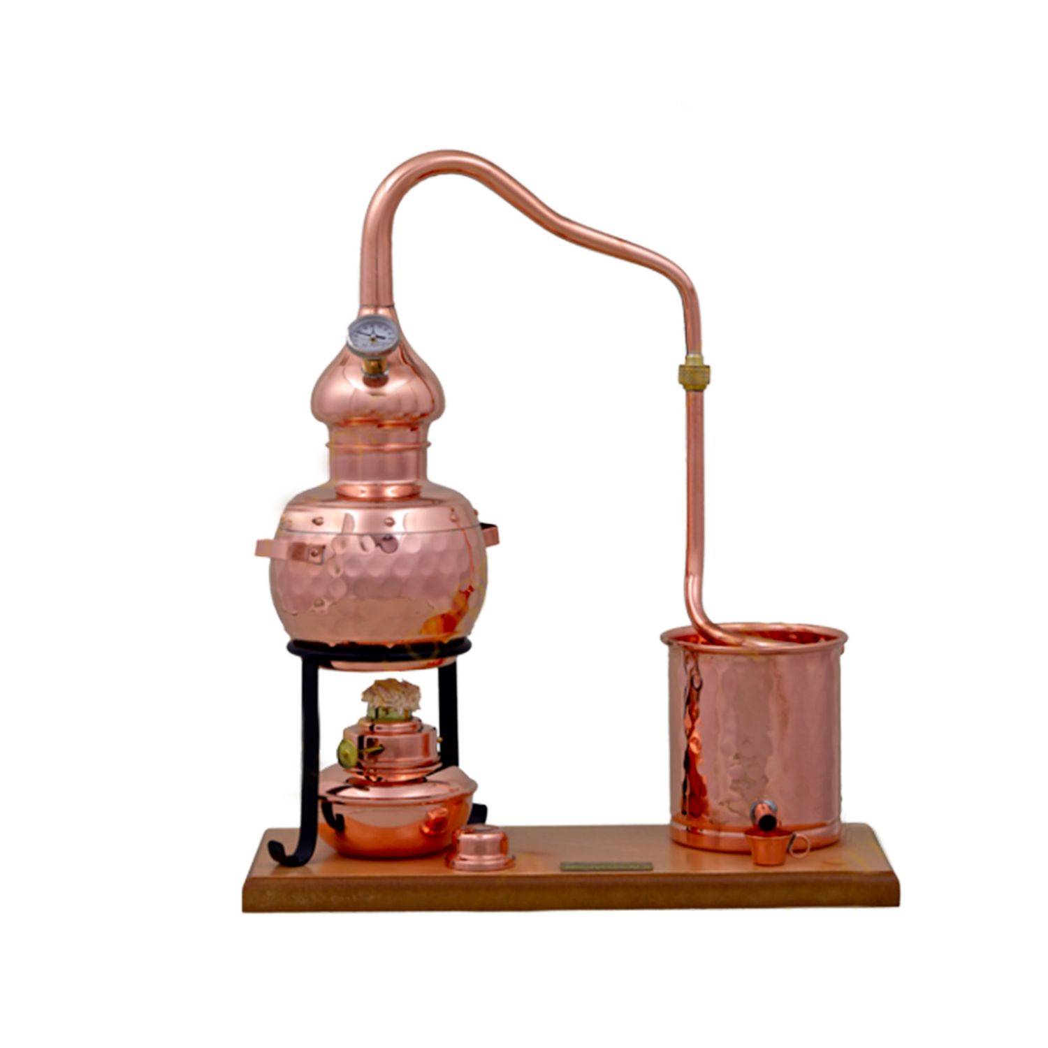 Destille Alembic set premium 0,7 Liter mit Spiritusbrenner und Thermometer