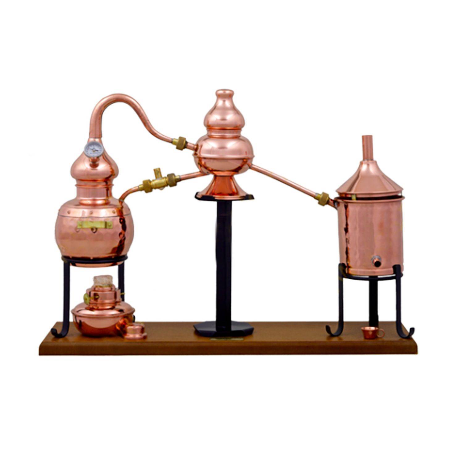Destille Alembic charentais premium 0,7 Liter mit Spiritusbrenner und Thermometer