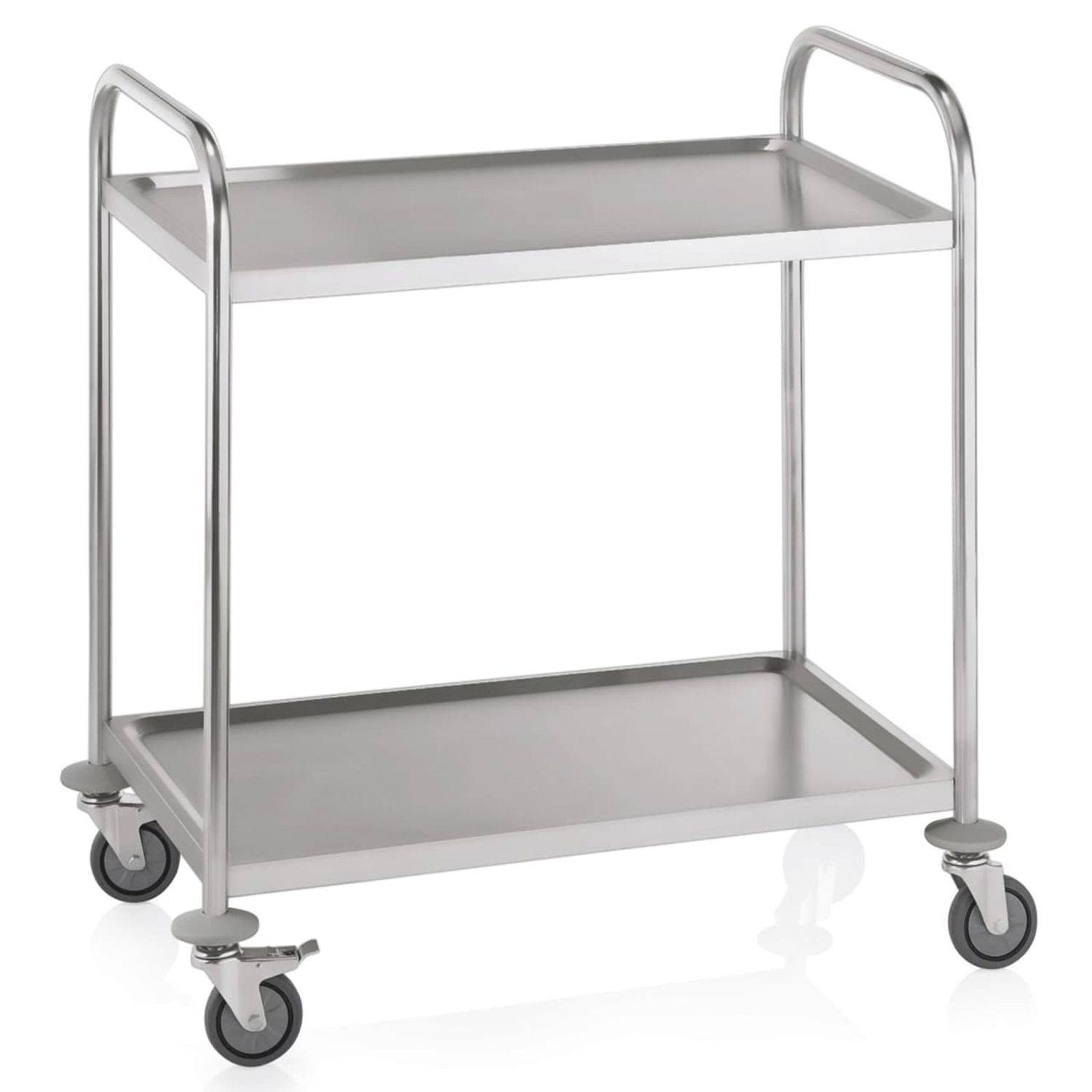 Servierwagen, Küchenwagen, Barwagen, Getränkewagen - mit 2 Borden, 85x53x95 cm, Edelstahl