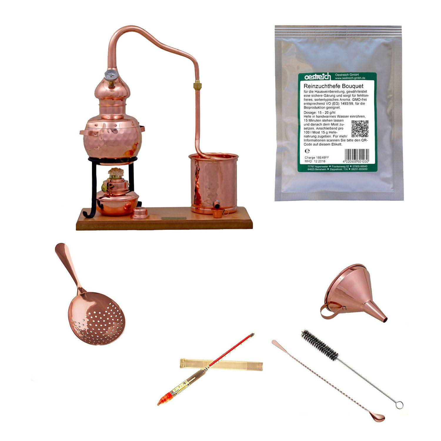 Komplettset - Destille Alembic set premium 0,7 Liter mit Reinzuchthefe