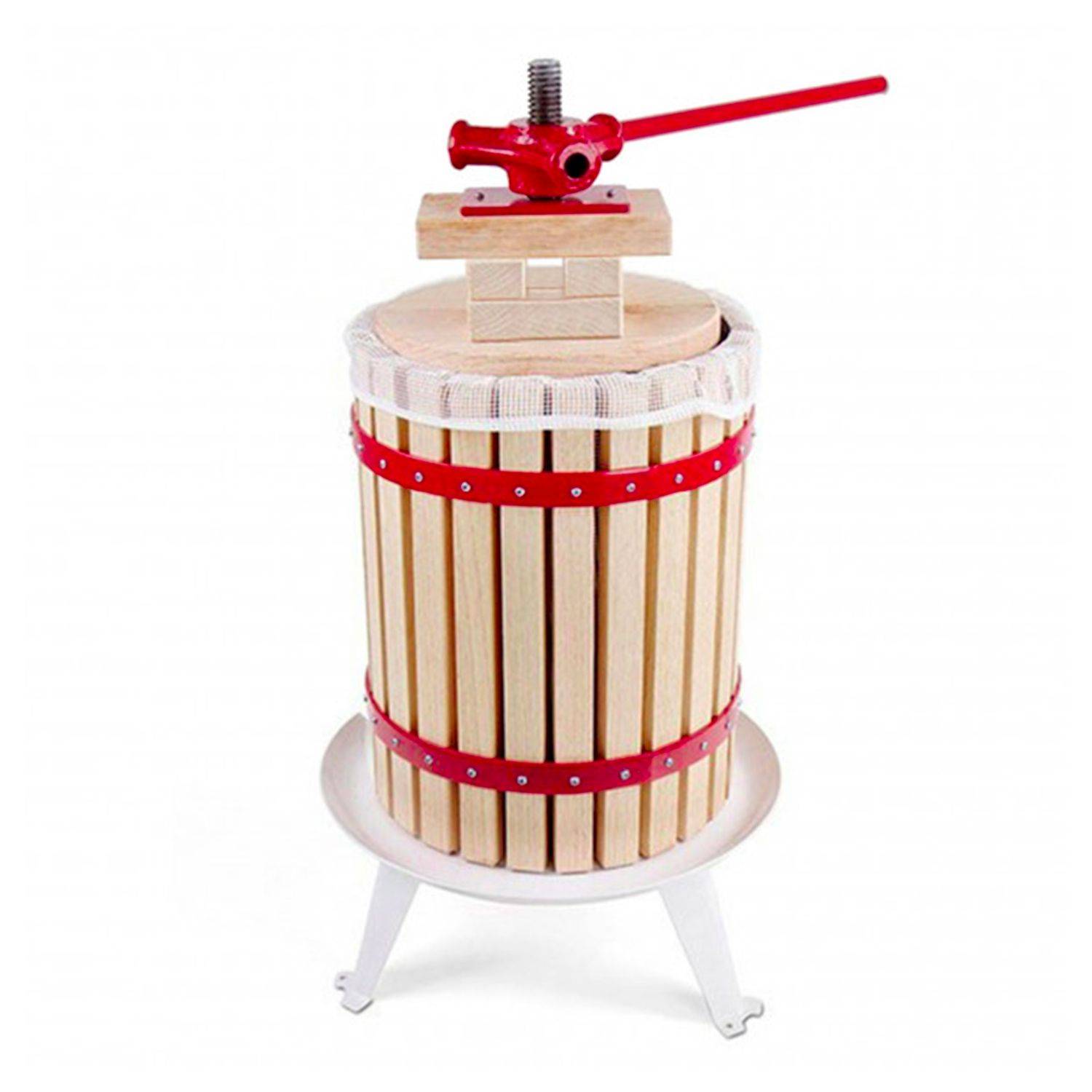 Obstpresse, Weinpresse, Apfelpresse - Korb aus Holz 18 l