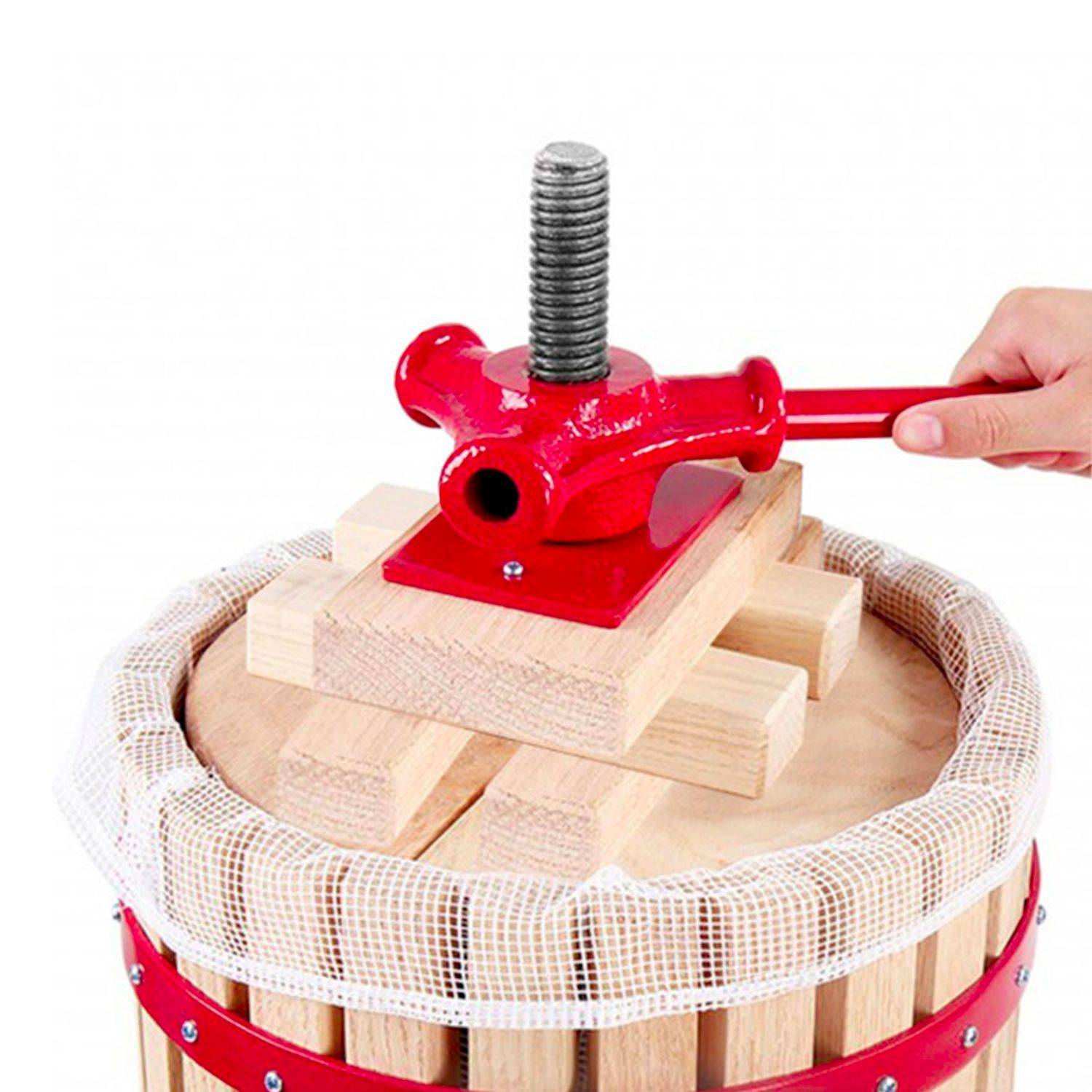 Obstpresse, Weinpresse, Apfelpresse - Korb aus Holz 18 l
