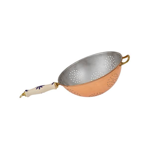 Sieb, Kupfersieb - mit verzinnter Innenseite enthält einen Porzellangriff, Diameter:17 cm