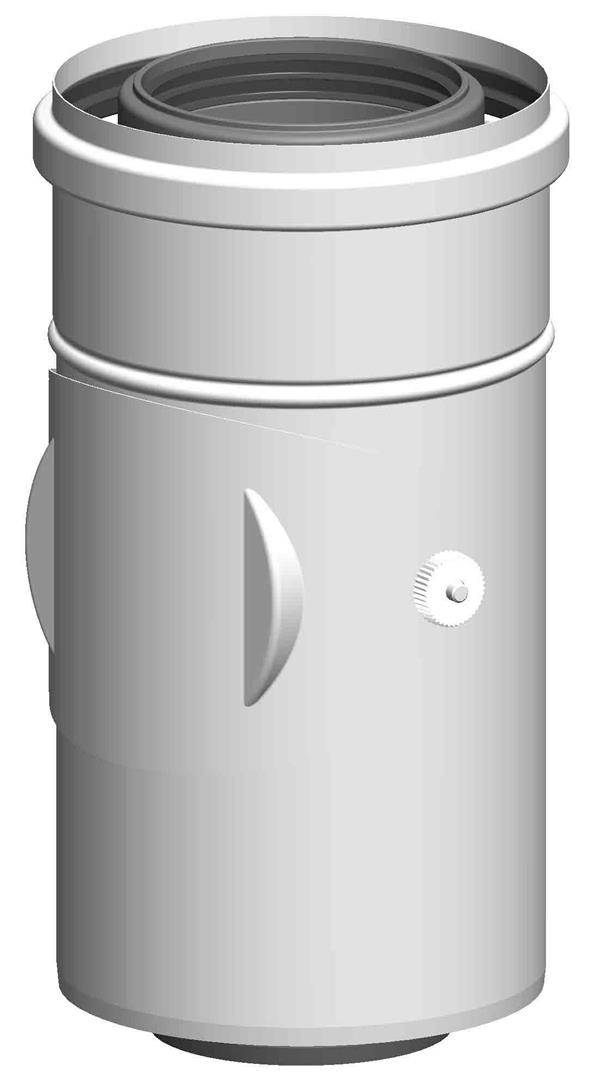 Silberner zylindrischer Metallbehälter mit Schraubverschluss, Seitengriffen und einem kleinen Ventil oder Drehknopf