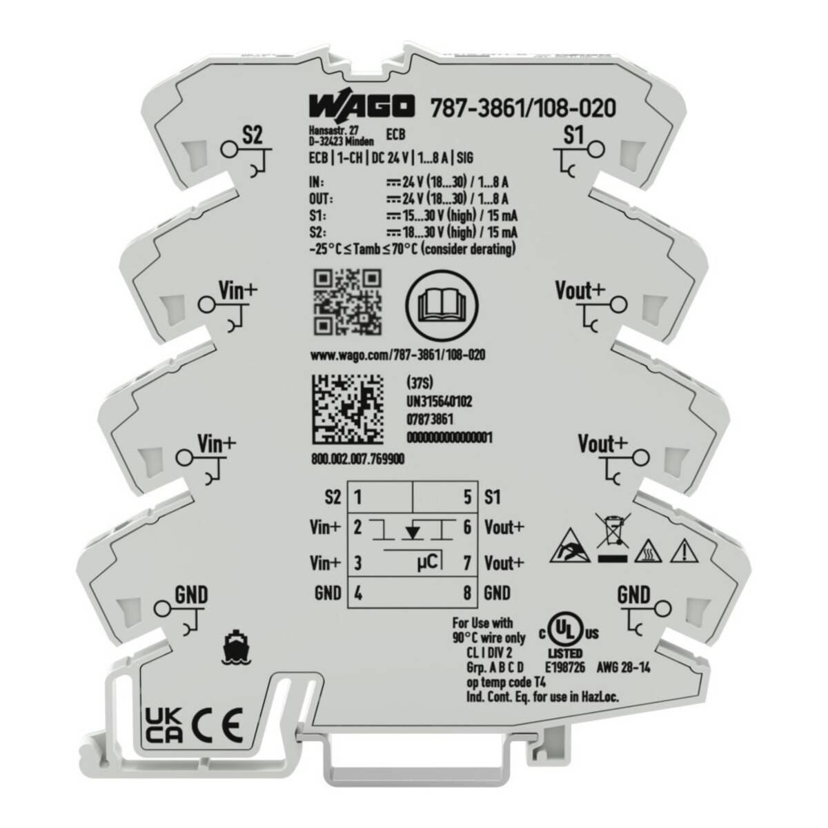 WAGO GmbH & Co. KG Elektron. Schutzschalter 787-3861/108-020