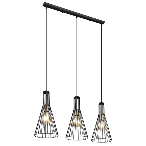 Hängelampe schwarz Pendelleuchte Esstisch modern Esszimmerlampe 3-flammig, Käfig-Design Industrial, Metall schwarz, 3x E27 Fassung, LxBxH 84x20x120 Hängelampe schwarz Pendelleuchte Esstisch modern Esszimmerlampe 3-flammig, Käfig-Design Industrial, Metall schwarz, 3x E27 Fassung, LxBxH 84x20x120