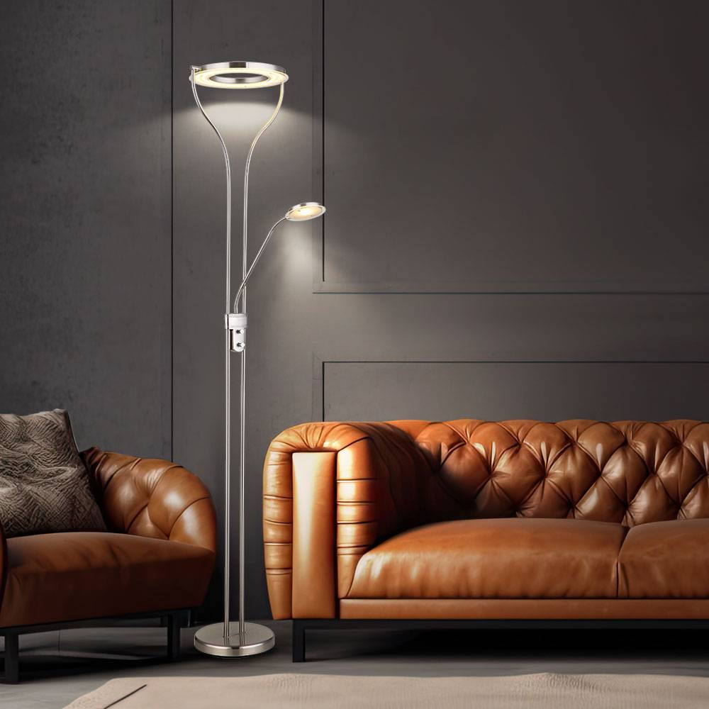 LED Deckenfluter Leseleuchte flexibel Stehlampe Standlampe dimmbar Wohnzimmerlampe, 20W 1800lm warmweiß, LxH 35x194 cm