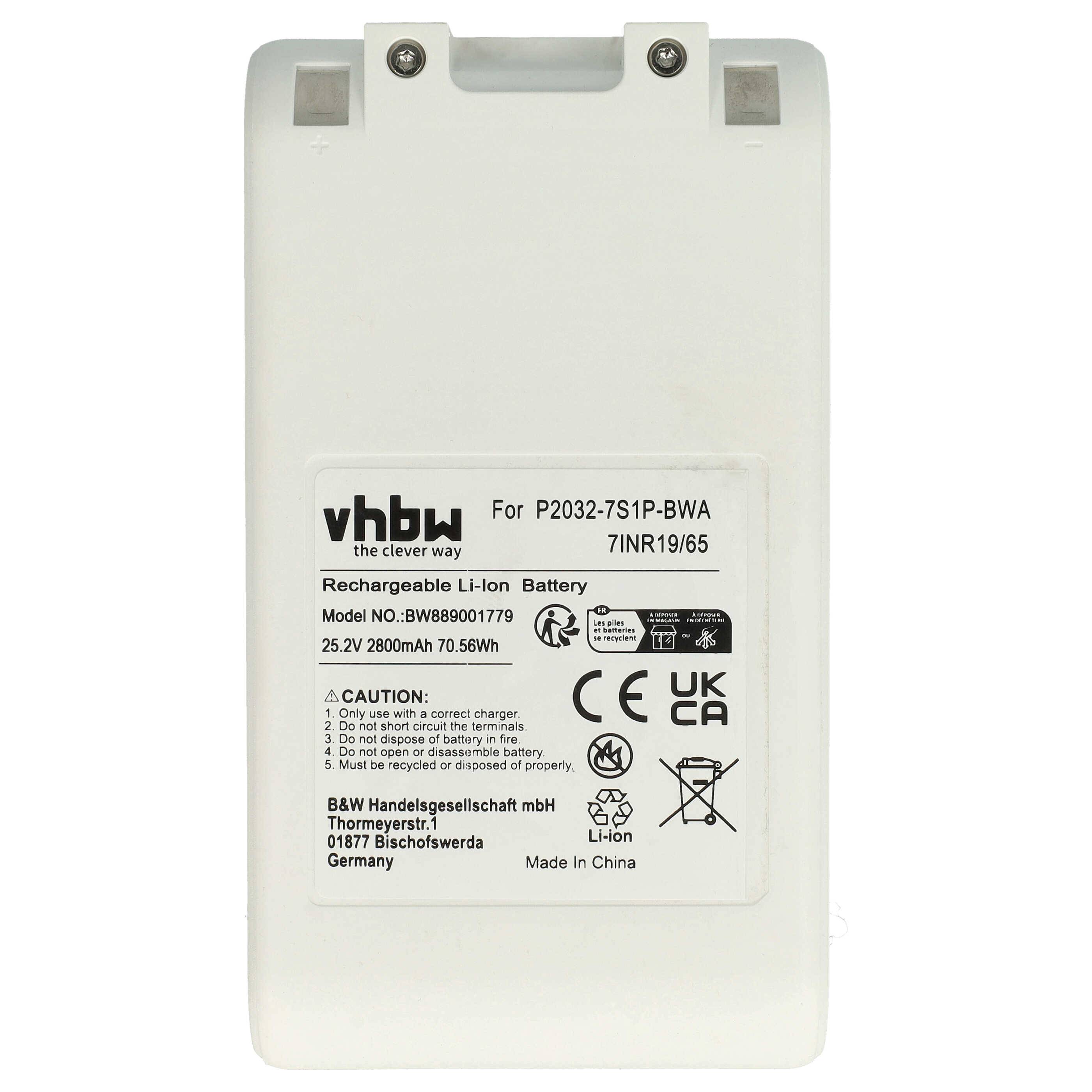 vhbw Akku kompatibel mit Dreame R10 / VTV22B, T10/ P2010, T20, T20 Pro / VTE1 Staubsauger Weiß (2800 mAh, 25,2 V, Li-Ion)