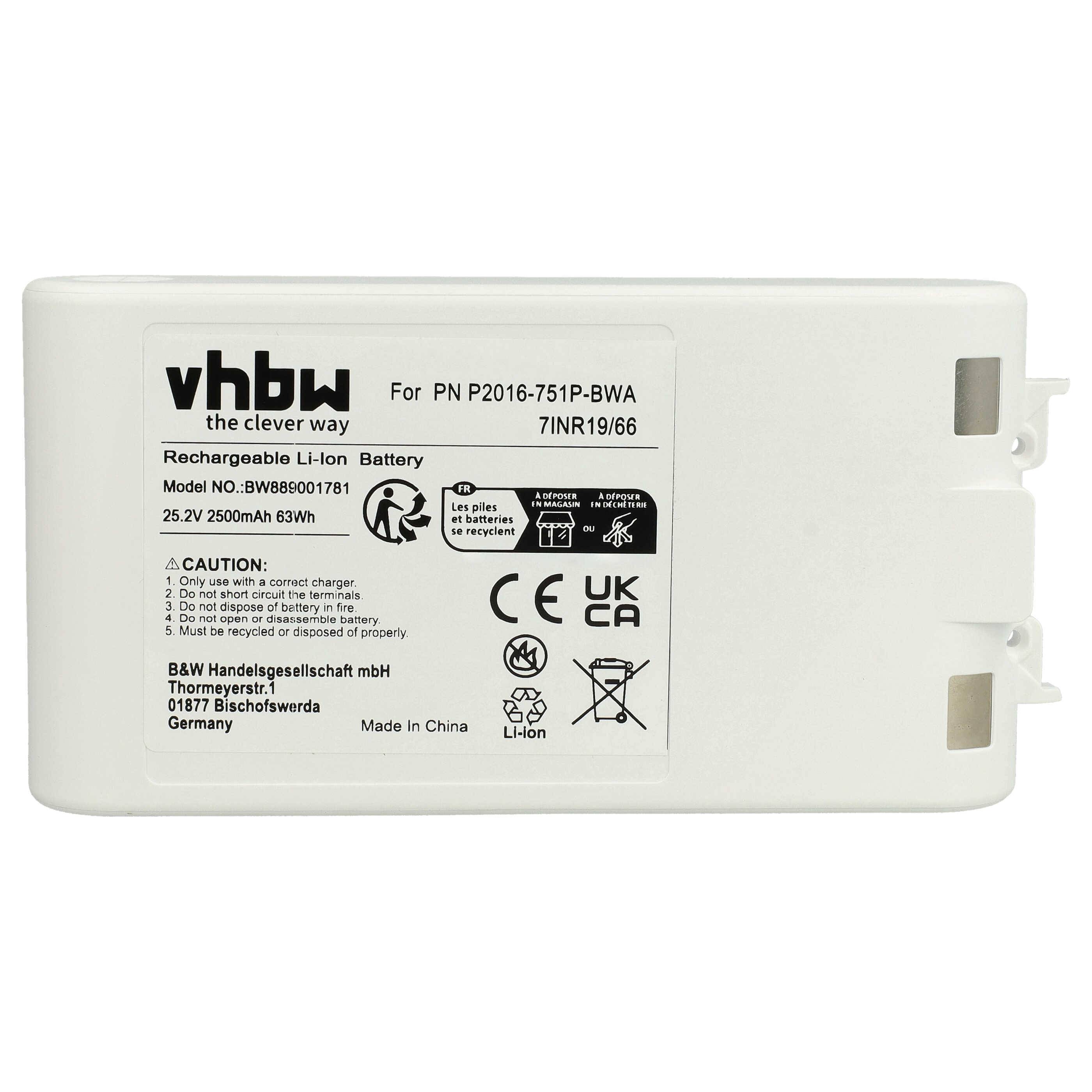 vhbw Akku kompatibel mit Xiaomi Dreame V11 SE, Staubsauger Weiß (2500 mAh, 25,2 V, Li-Ion)
