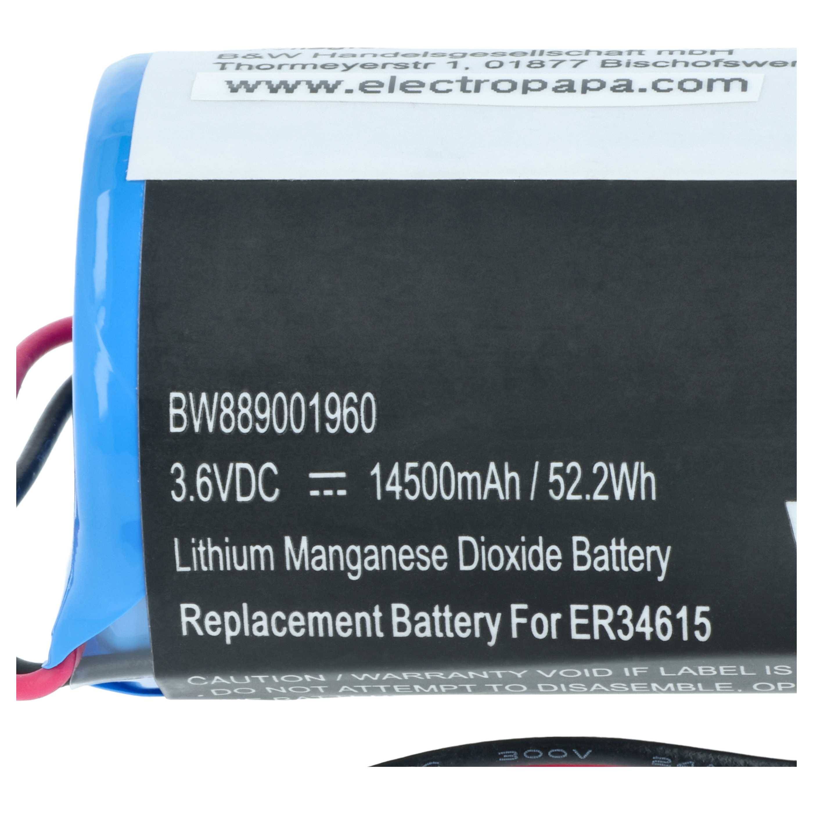 vhbw 2x Batterie kompatibel mit DSC WT4911B, WT4911, WT4911BM, IMPASSA Alarmanlage, Alarmsystem, Funk-Außensirenen (14500 mAh, 3,6 V, Li-MnO2)