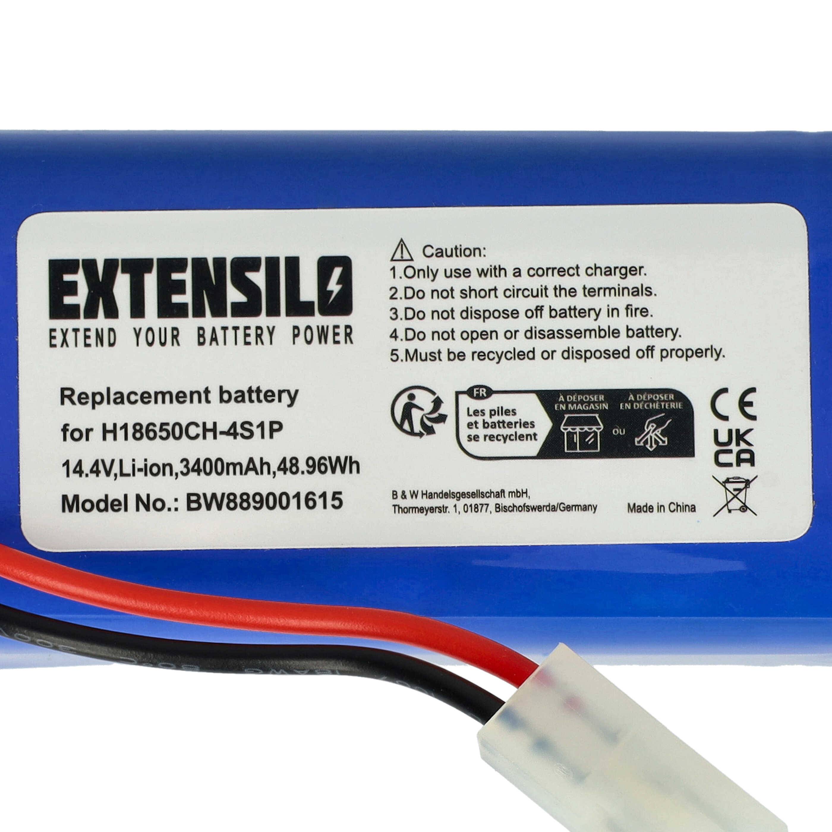 EXTENSILO Akku kompatibel mit Panasonic MC-WRC53 Saugroboter (3400 mAh, 14,4 V, Li-Ion)