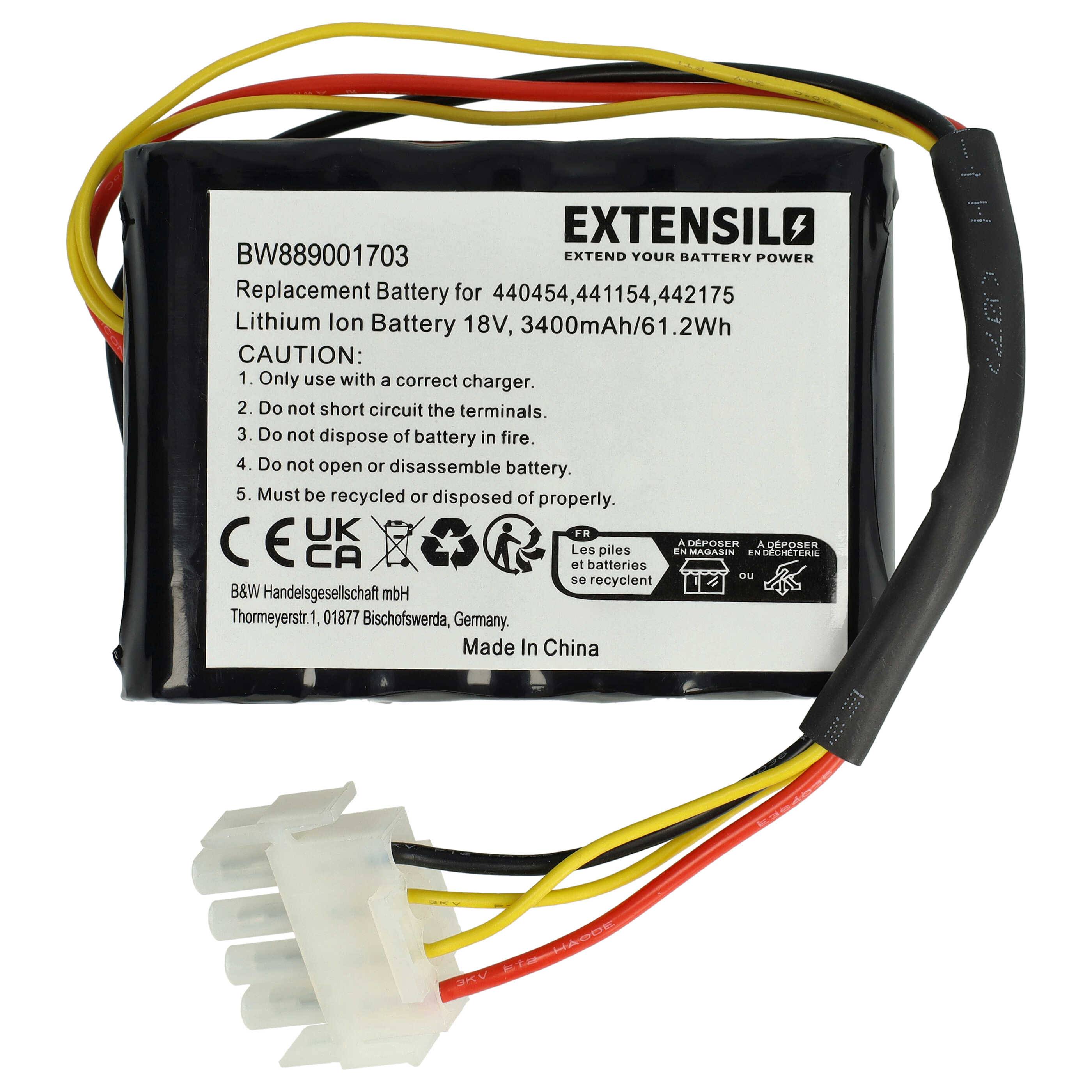 EXTENSILO Akku kompatibel mit AL-KO Robolinho 500 E (119833) 02/2018 - 01/2019, 520 W, 500 I, 500 W, 500 IW Rasenmäher (3400mAh 18V Li-Ion)
