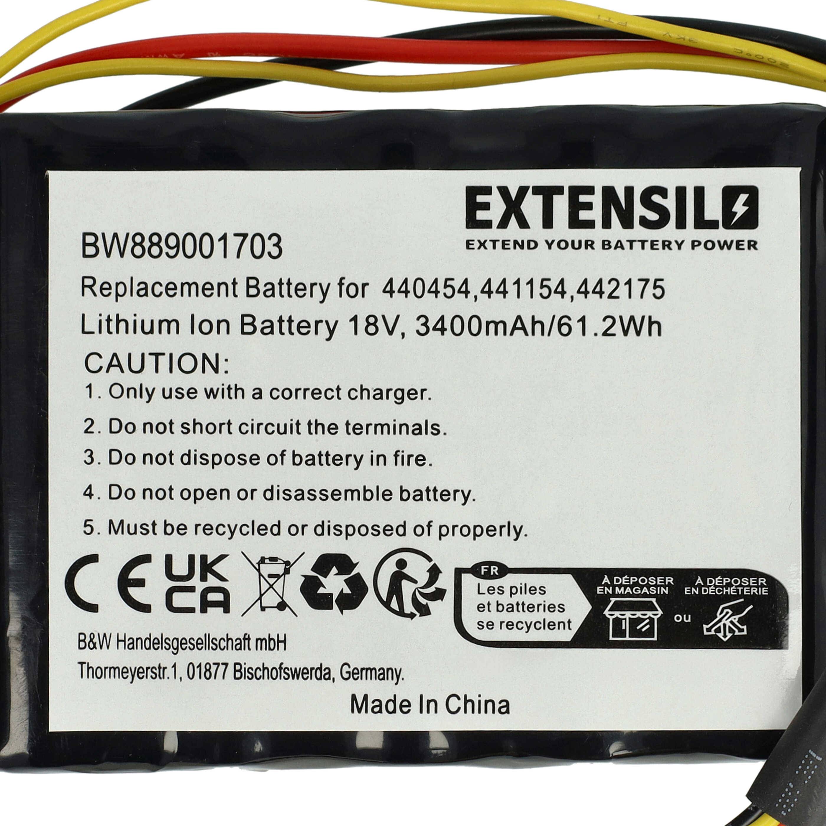 EXTENSILO Akku kompatibel mit AL-KO Robolinho 300 E, 100, 450 W, 350 W, 41.6, 110, 1150 W Rasenmäher (3400mAh 18V Li-Ion)