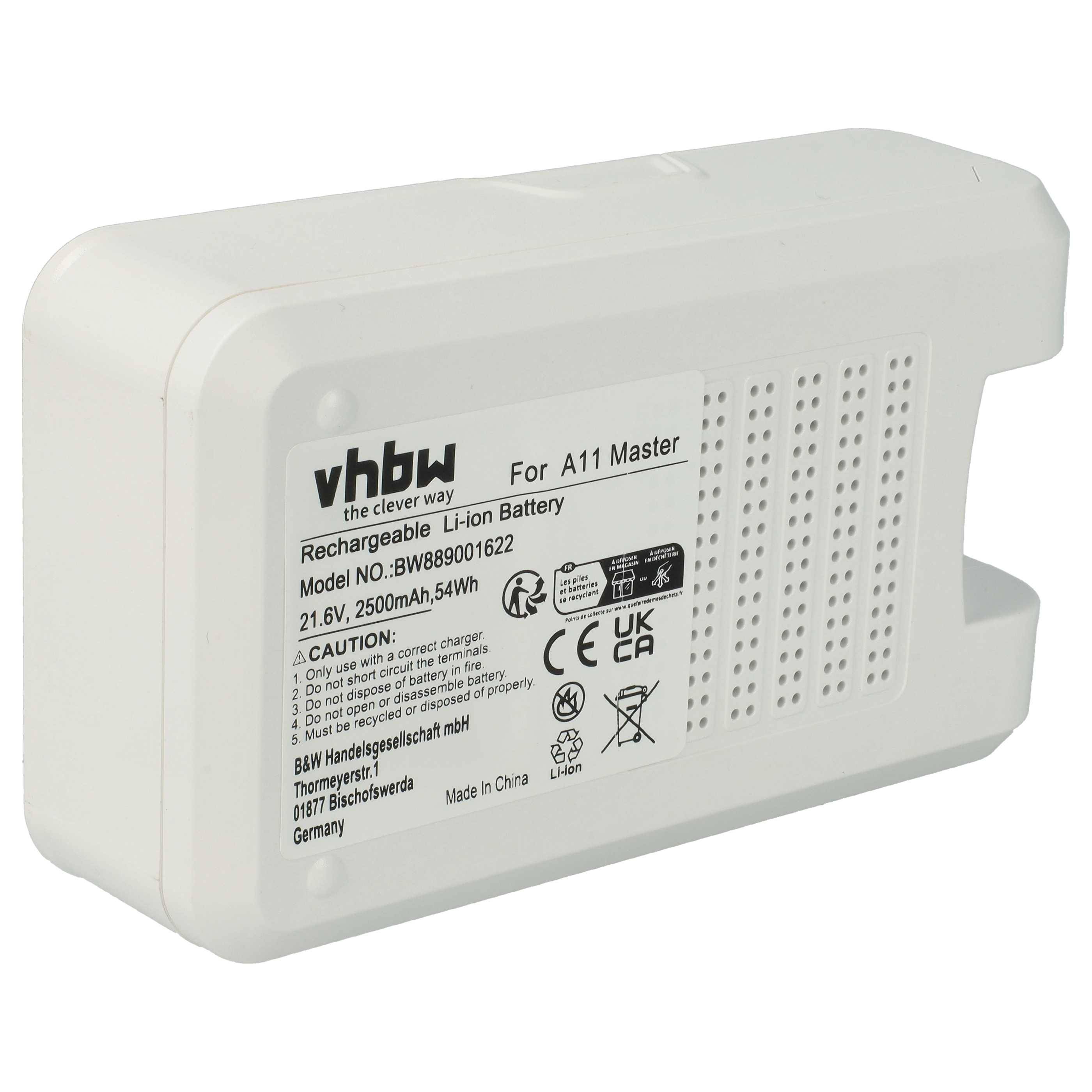 vhbw Akku kompatibel mit Tineco A11 Tango Staubsauger, Transparent Hellblau (2500 mAh, 21,6 V, Li-Ion)