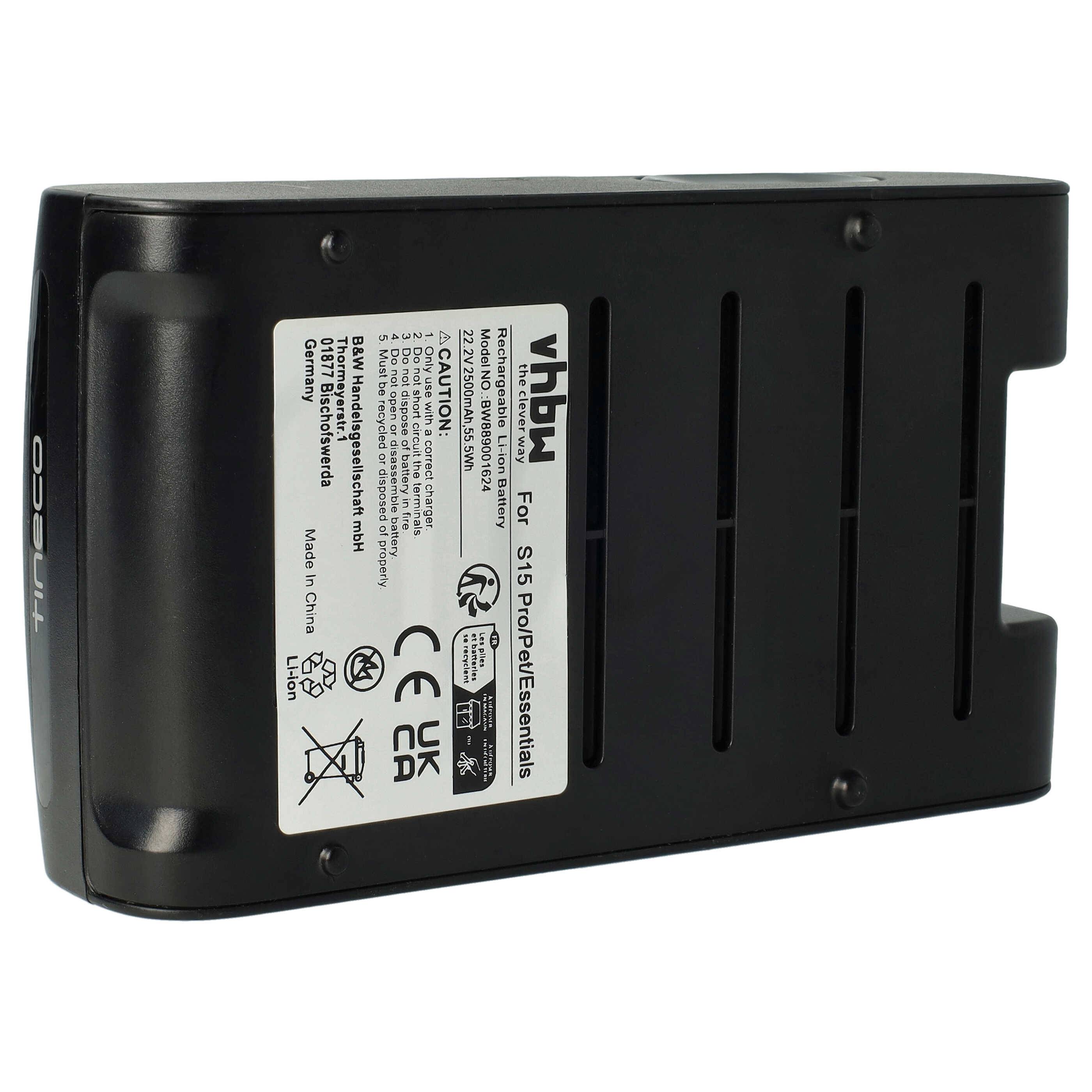 vhbw Akku kompatibel mit Tineco S15 Pet, Essentials, Pro Staubsauger Schwarz (2500 mAh, 22,2 V, Li-Ion)