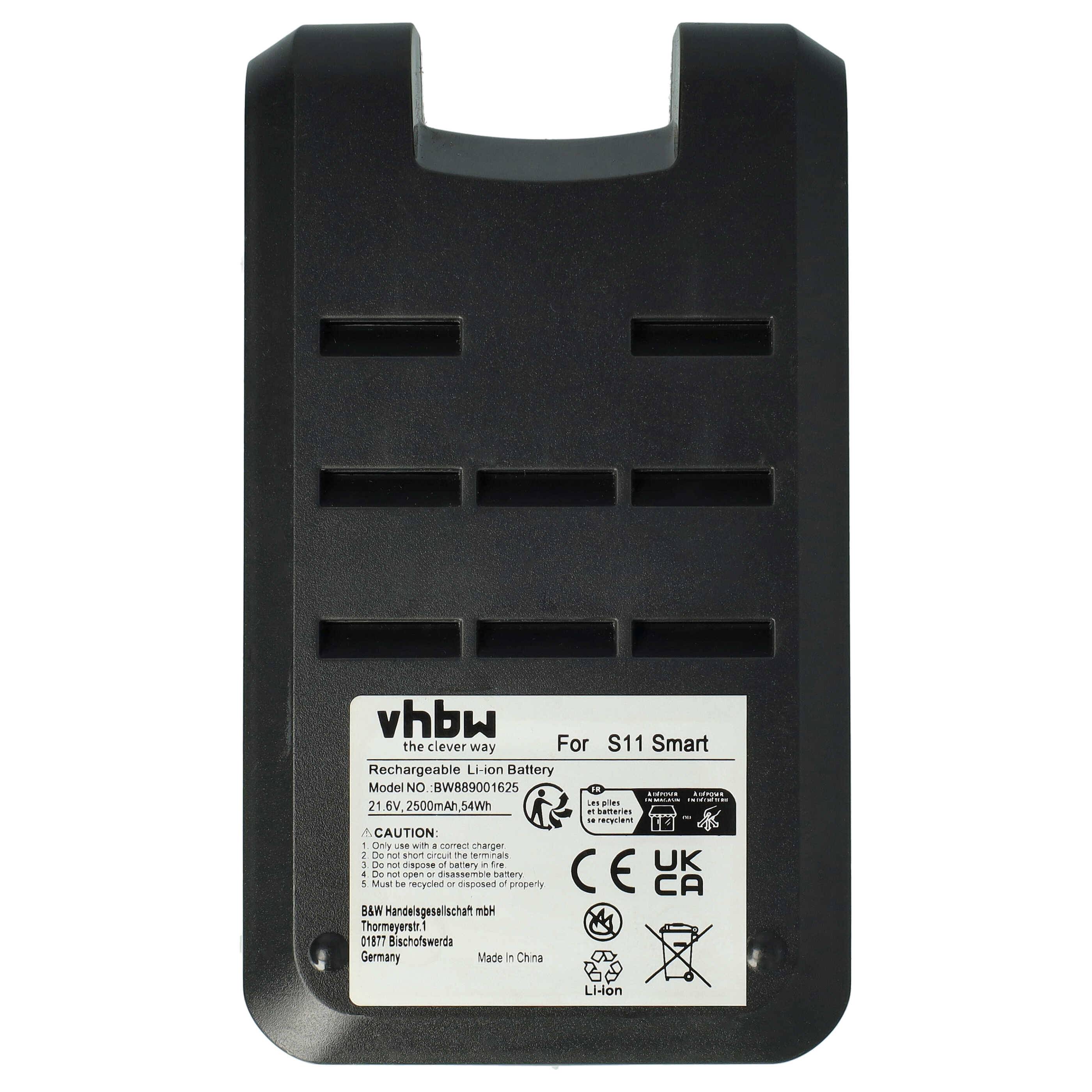 vhbw Akku kompatibel mit Tineco S11 Staubsauger Schwarz Transparent (2500 mAh, 21,6 V, Li-Ion)