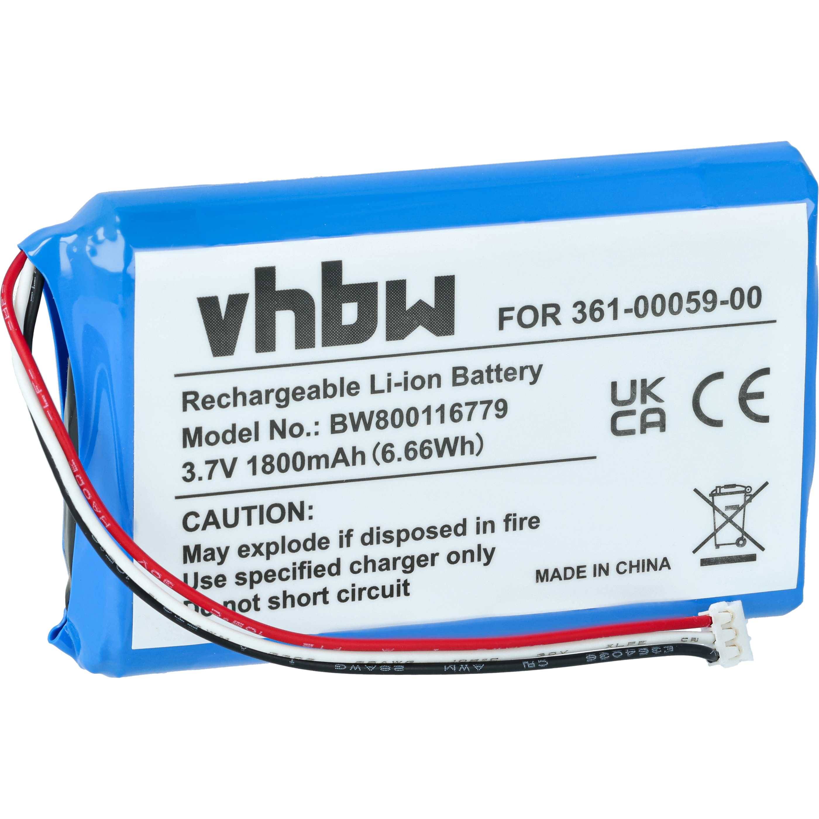 vhbw Akku Ersatz für Garmin 361-00059-01 für GPS Navigation Navi (1800 mAh, 3,7 V, Li-Polymer)