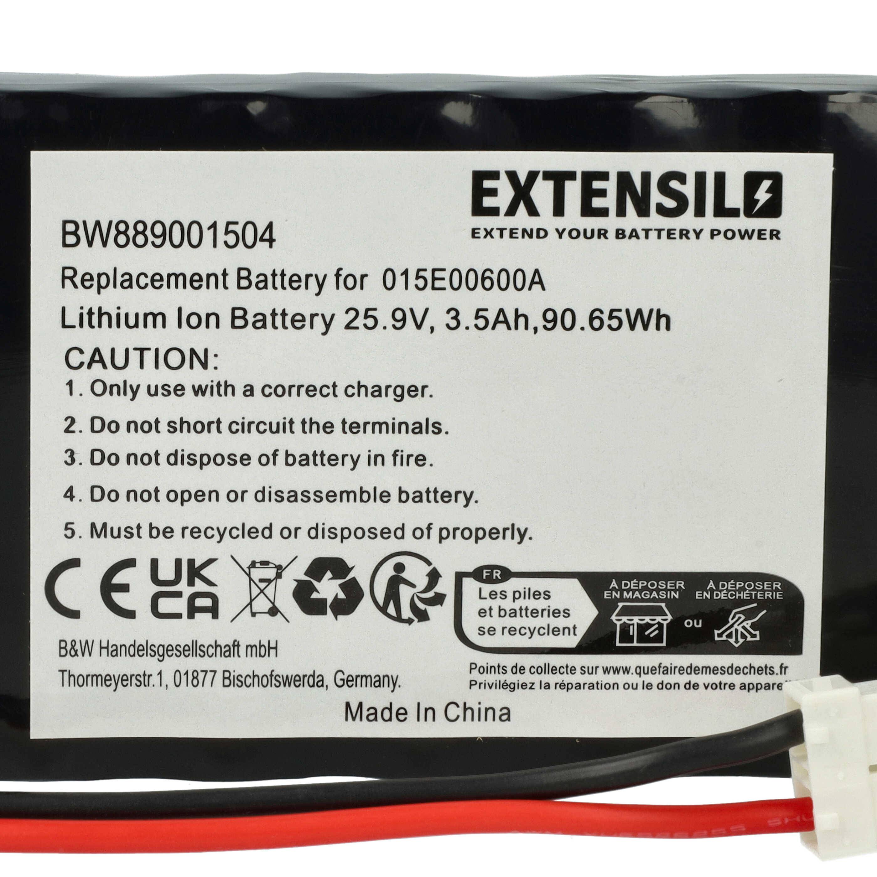 vhbw Akku Ersatz für Techline 015E00600A für Rasenmäher (3500mAh, 25,9V, Li-Ion)