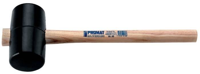 Gummihammer Kopf-D.40mm Kopf-L.80mm schwarz Esche 90 Shore A flache Bahn PROMAT