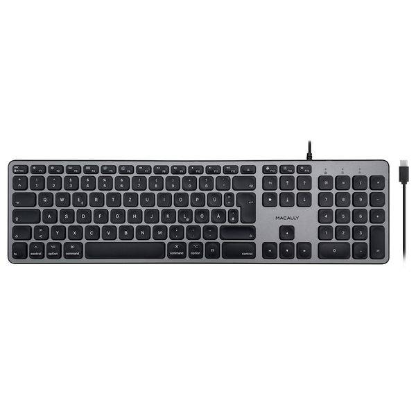 Macally UCZKEYSG-DE, USB-C Tastatur f. Mac, PC & Tablet, DE QWERTZ Layout, Grau