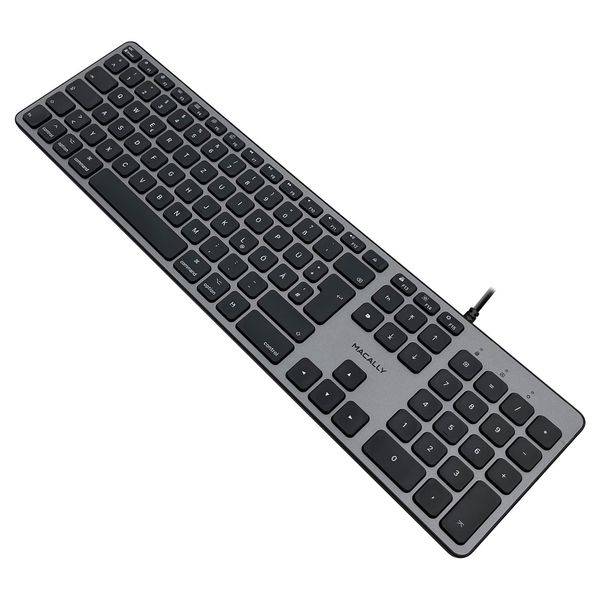 Macally UCZKEYSG-DE, USB-C Tastatur f. Mac, PC & Tablet, DE QWERTZ Layout, Grau