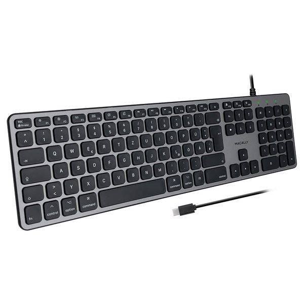 Macally UCZKEYSG-DE, USB-C Tastatur f. Mac, PC & Tablet, DE QWERTZ Layout, Grau