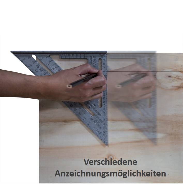 Swanson Speed Square, Anreißwinkel mit abgetragenen Gradzahlen