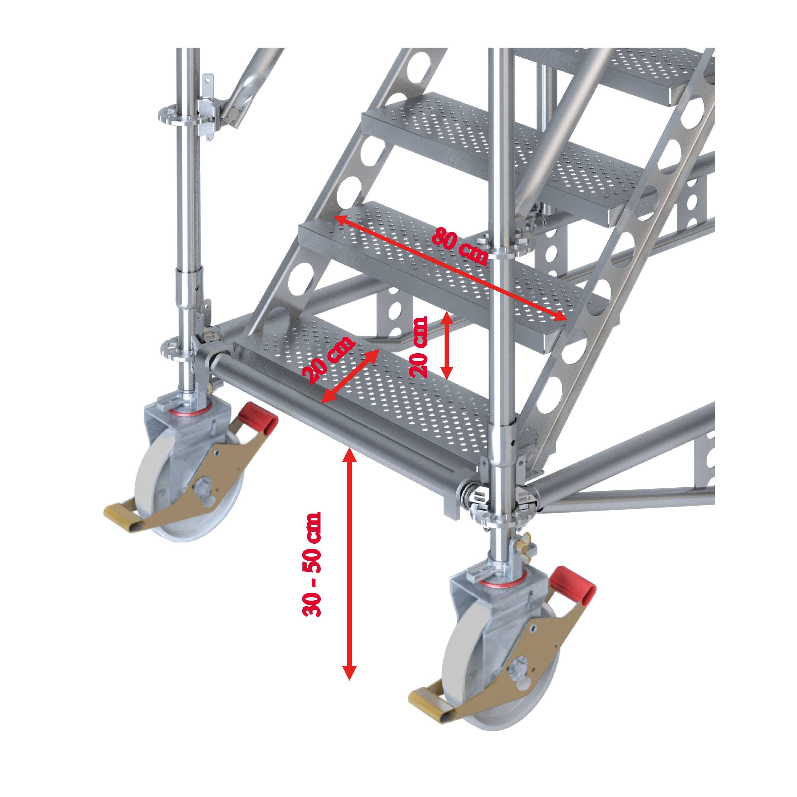 Fahrbare Plattformtreppe Ringscaff für 1 m Höhenunterschied mit Sicherheitstor