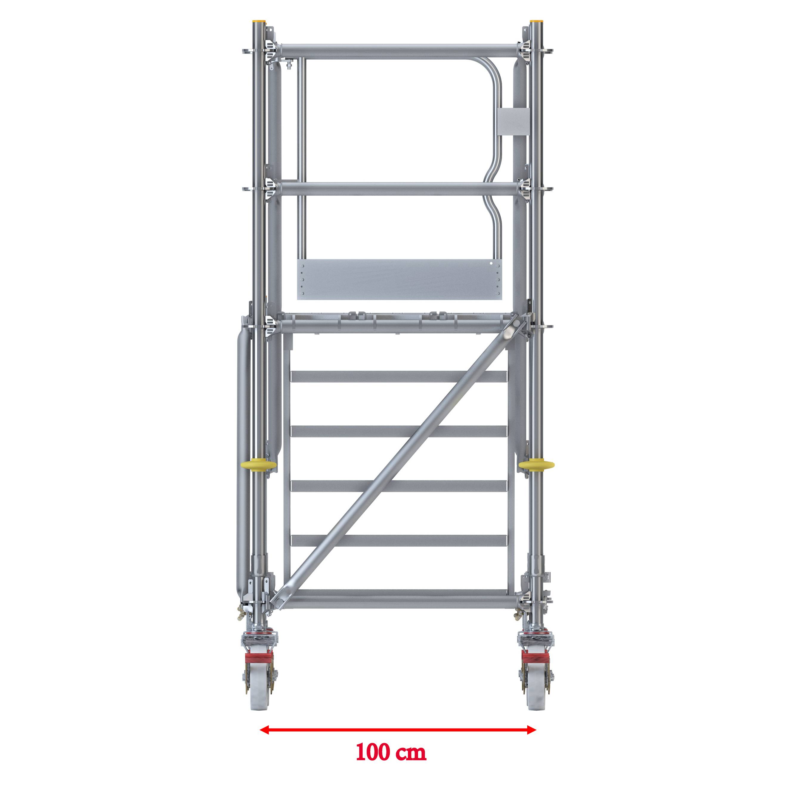 Fahrbare Plattformtreppe Ringscaff für 1 m Höhenunterschied mit Sicherheitstor