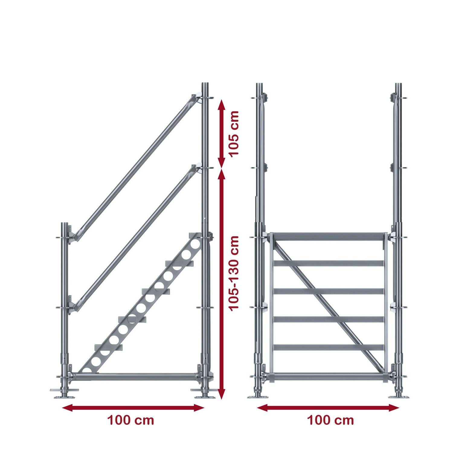 Bautreppe Außentreppe feuerverzinkt für 1 m Höhenunterschied